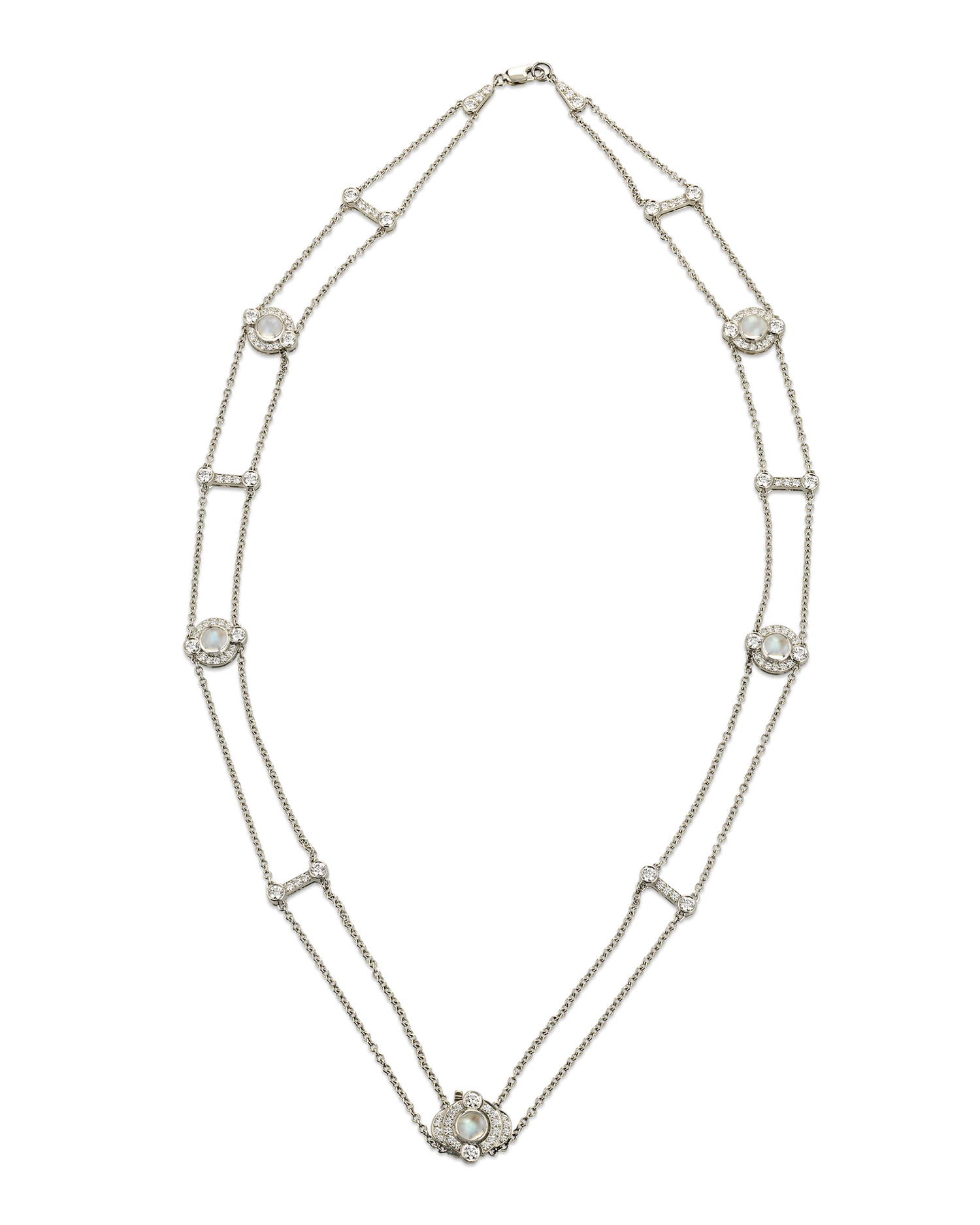 Tiffany & Co. Moonstone and Diamond Double-Strand Necklace