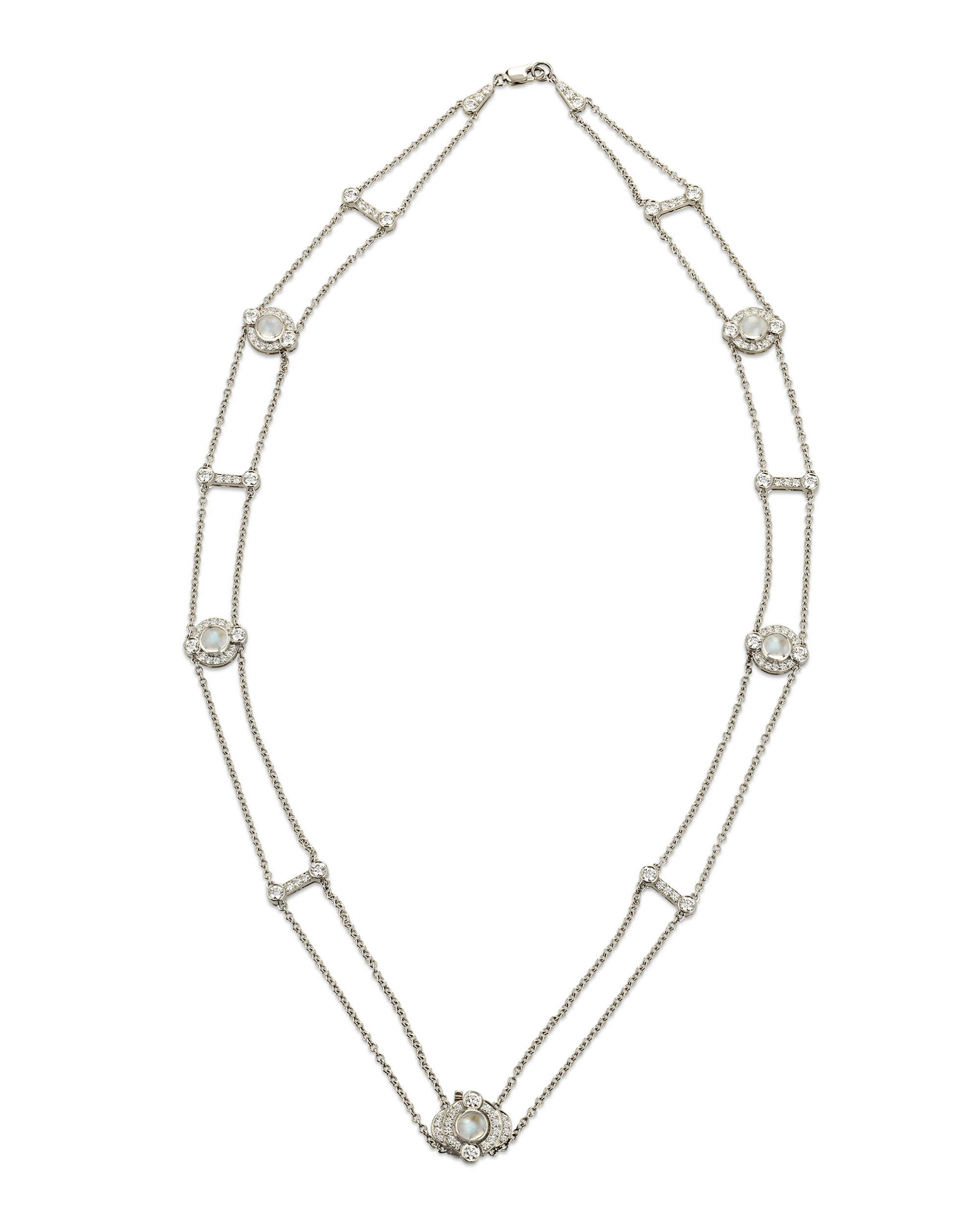 Tiffany & Co. Moonstone and Diamond Double-Strand Necklace