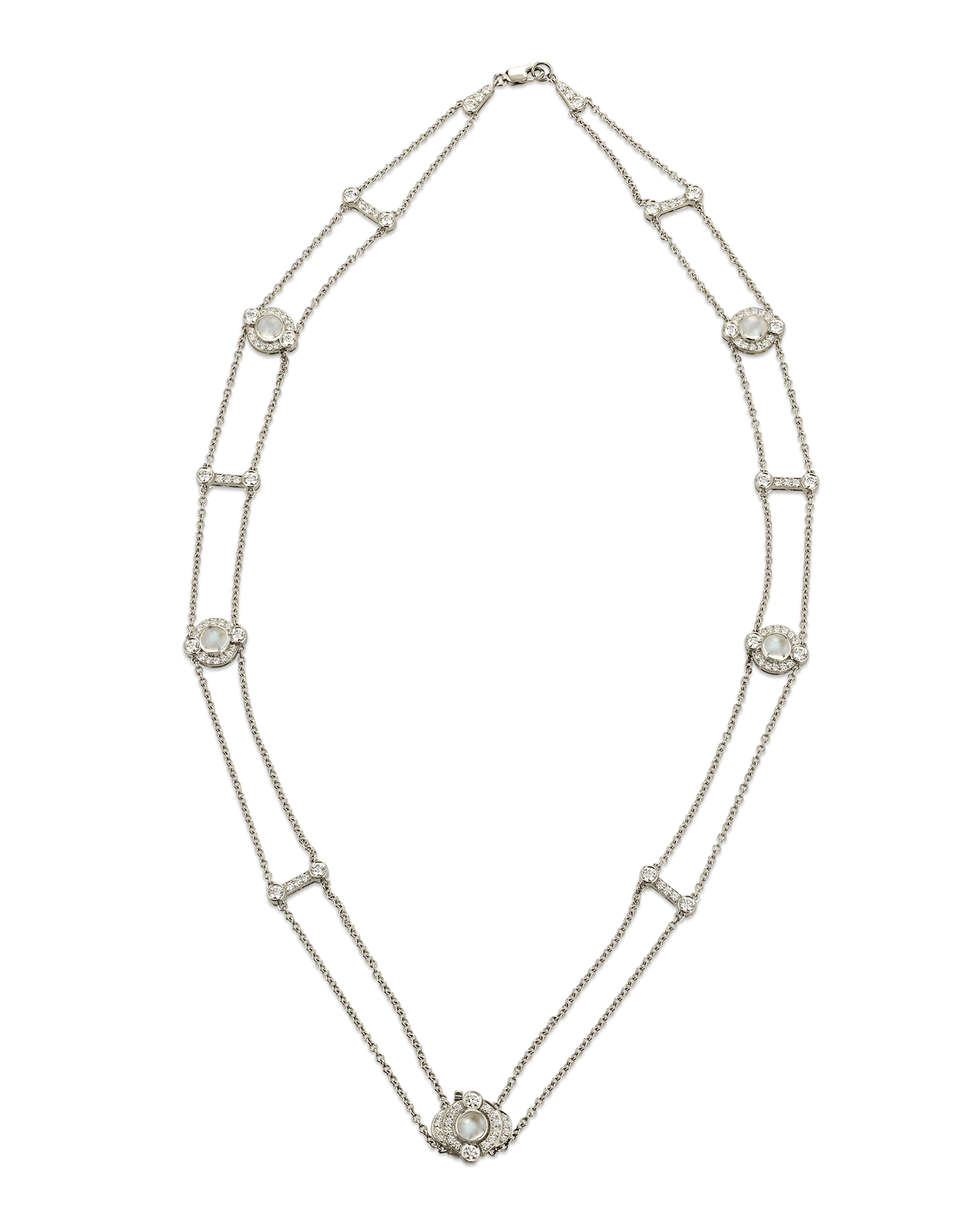 Tiffany & Co. Moonstone and Diamond Double-Strand Necklace