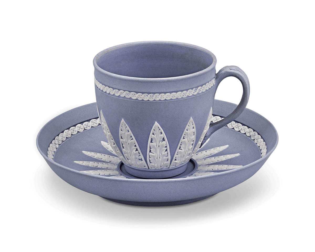 Wedgwood Pale Blue Jasperware Coffee Cup and Saucer Set | M.S. Rau Wedgwood Pale Blue Jasperware Coffee Cup and Saucer Set | M.S. Rau