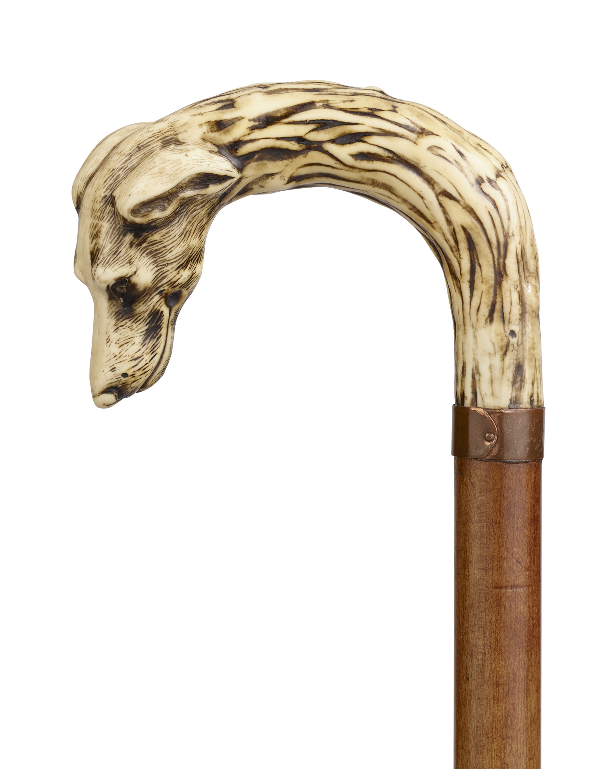 Carved Antler Greyhound Cane