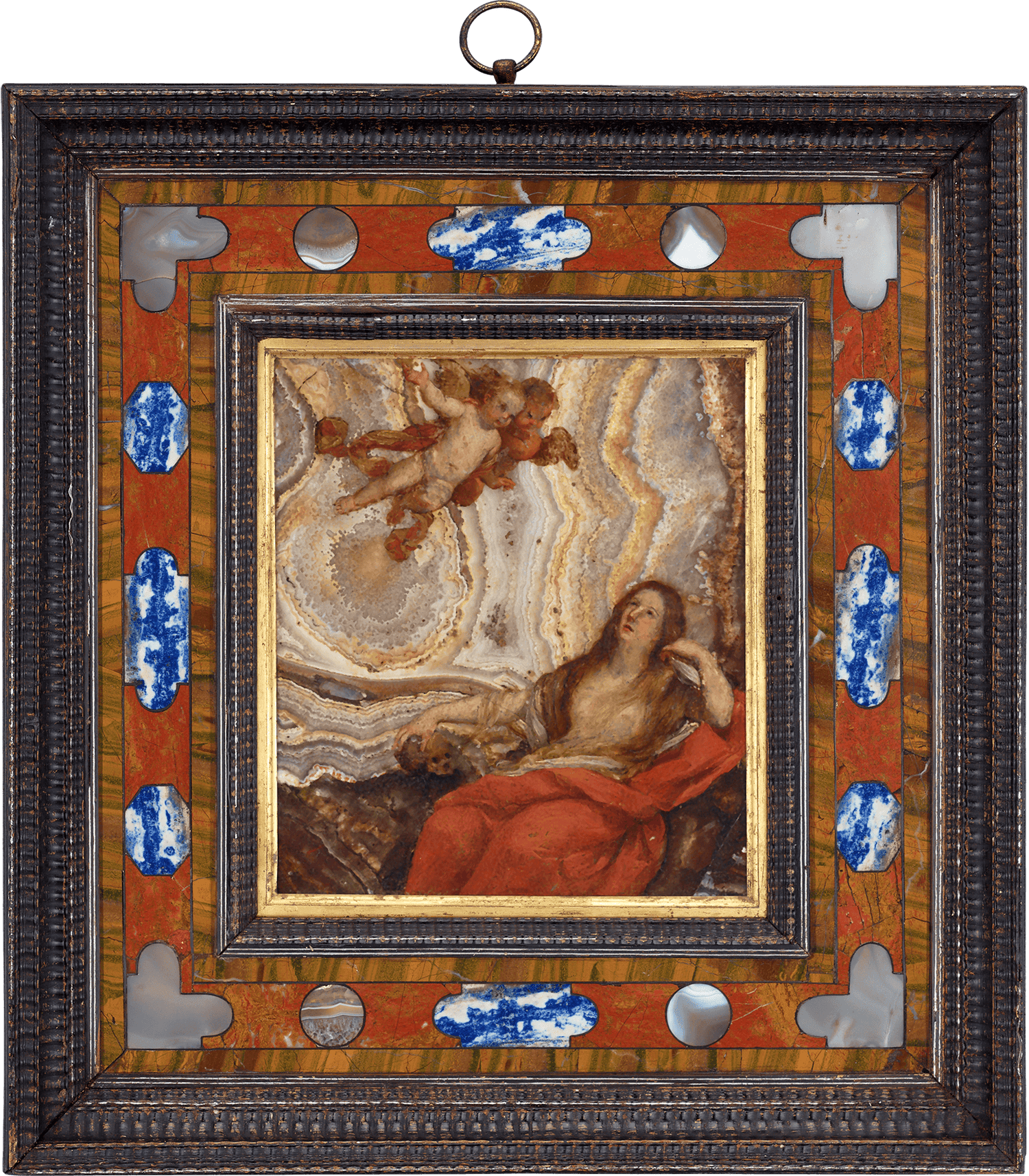 Saint Mary Magdalene on Alabaster with Pietre Dure Frame