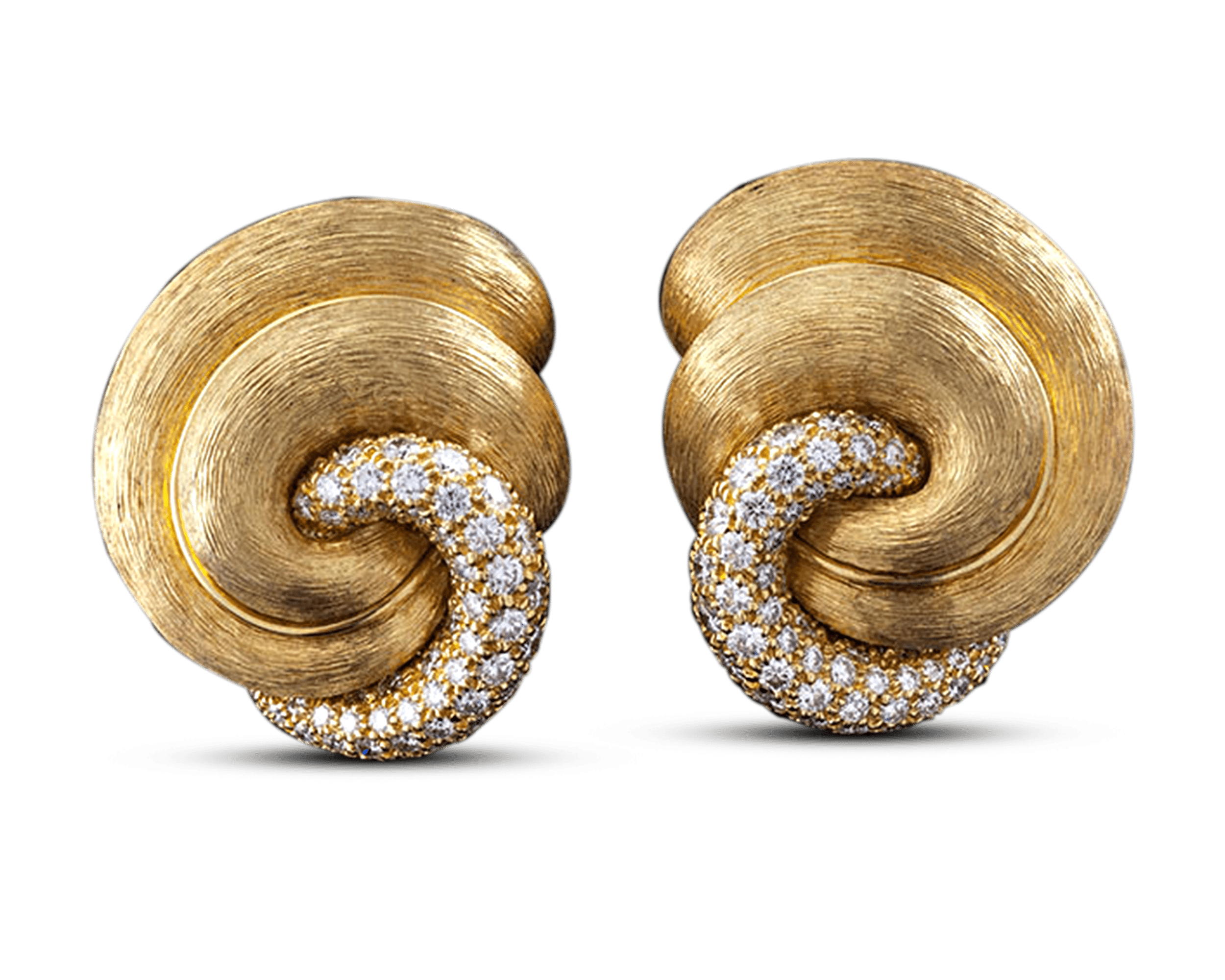 Henry Dunay Gold and Diamond Swirl Earrings