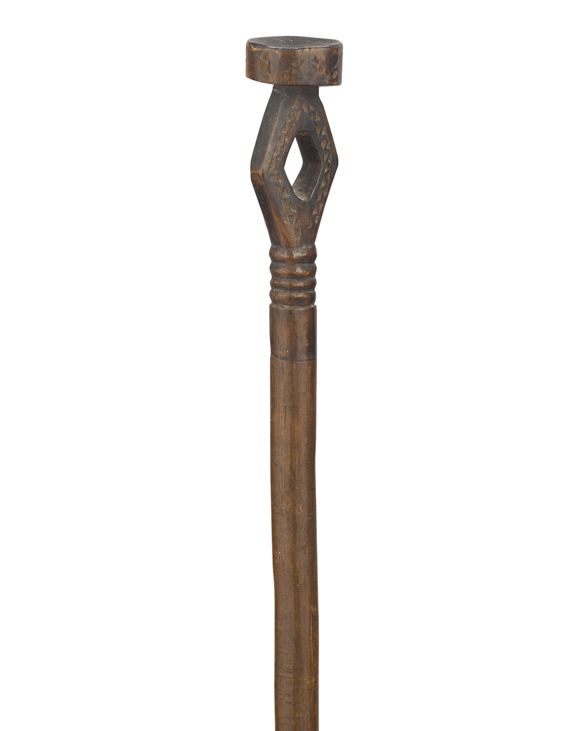 Carved Diamond Folk Art Cane