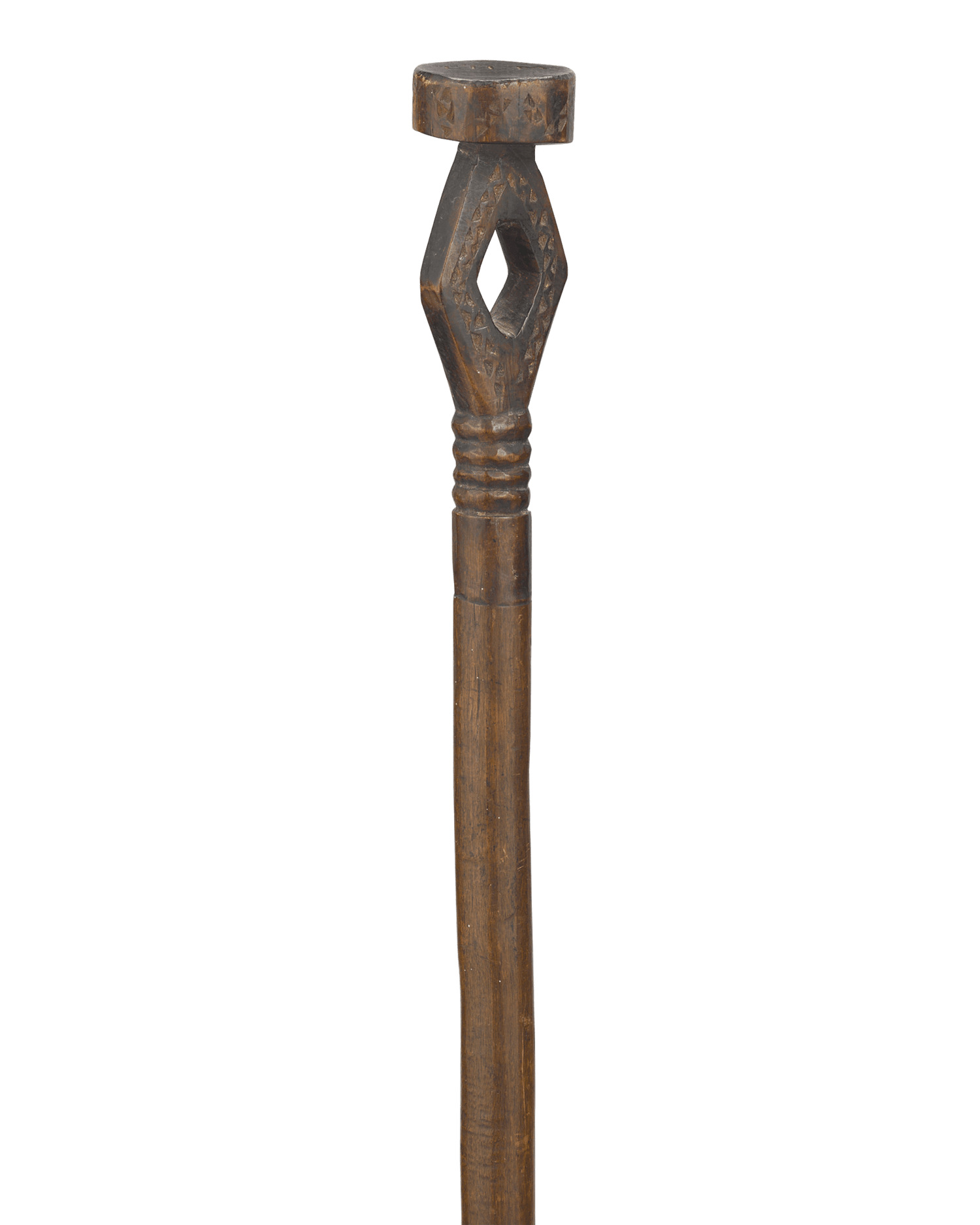 Carved Diamond Folk Art Cane