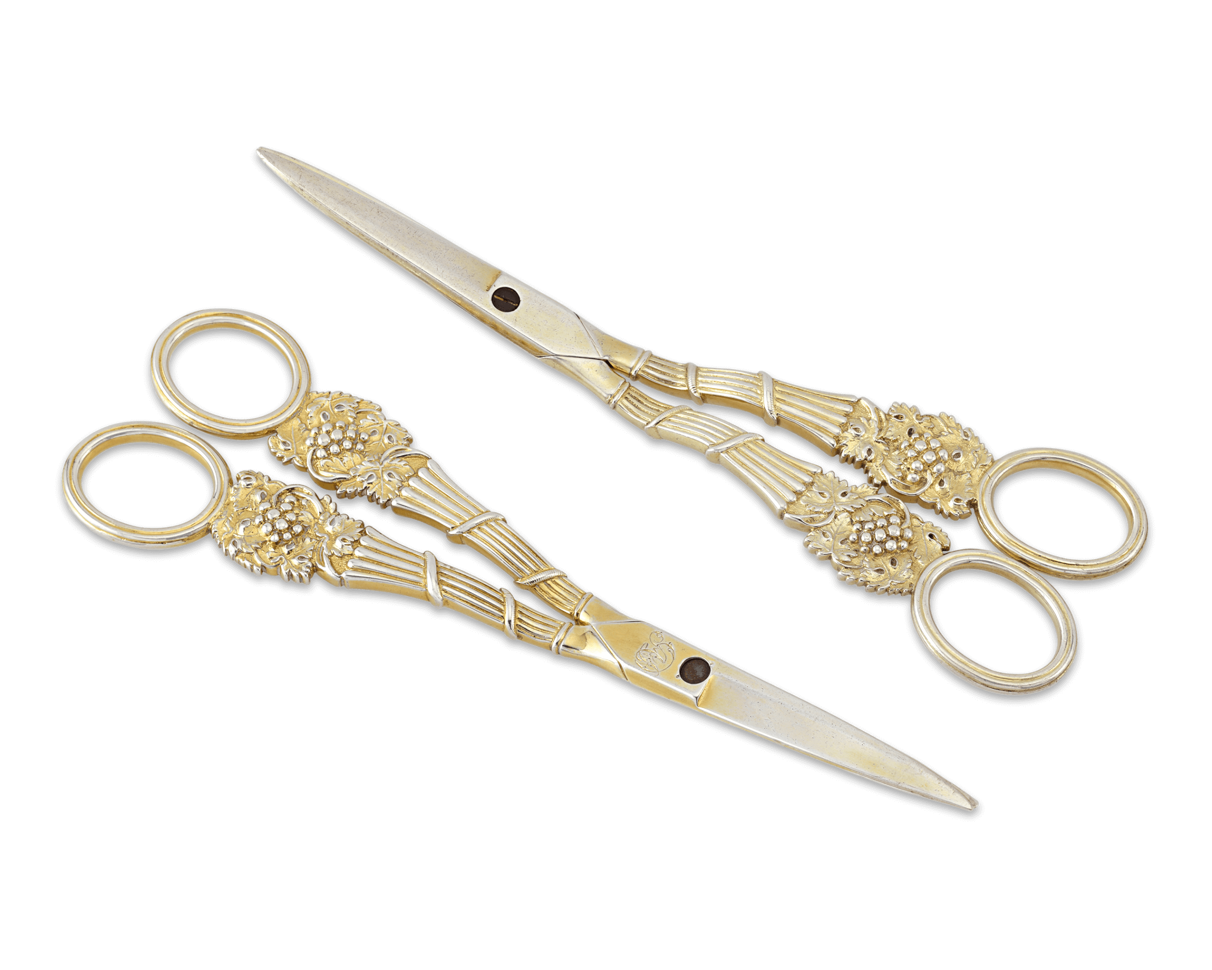 Two Pairs of Regency-Period Silver-Gilt Grape Shears