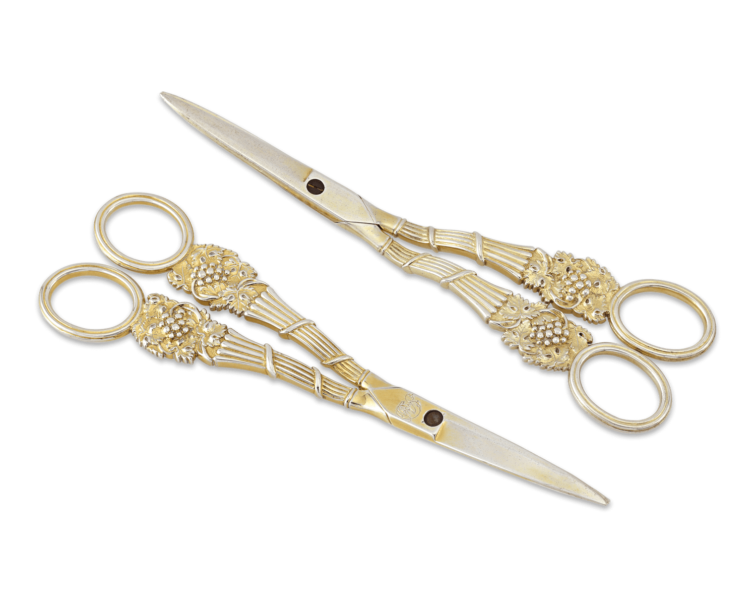 Two Pairs of Regency-Period Silver-Gilt Grape Shears