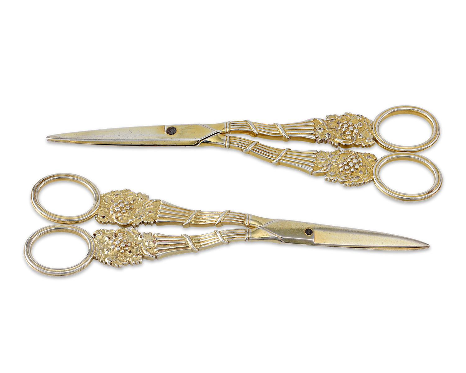 Two Pairs of Regency-Period Silver-Gilt Grape Shears