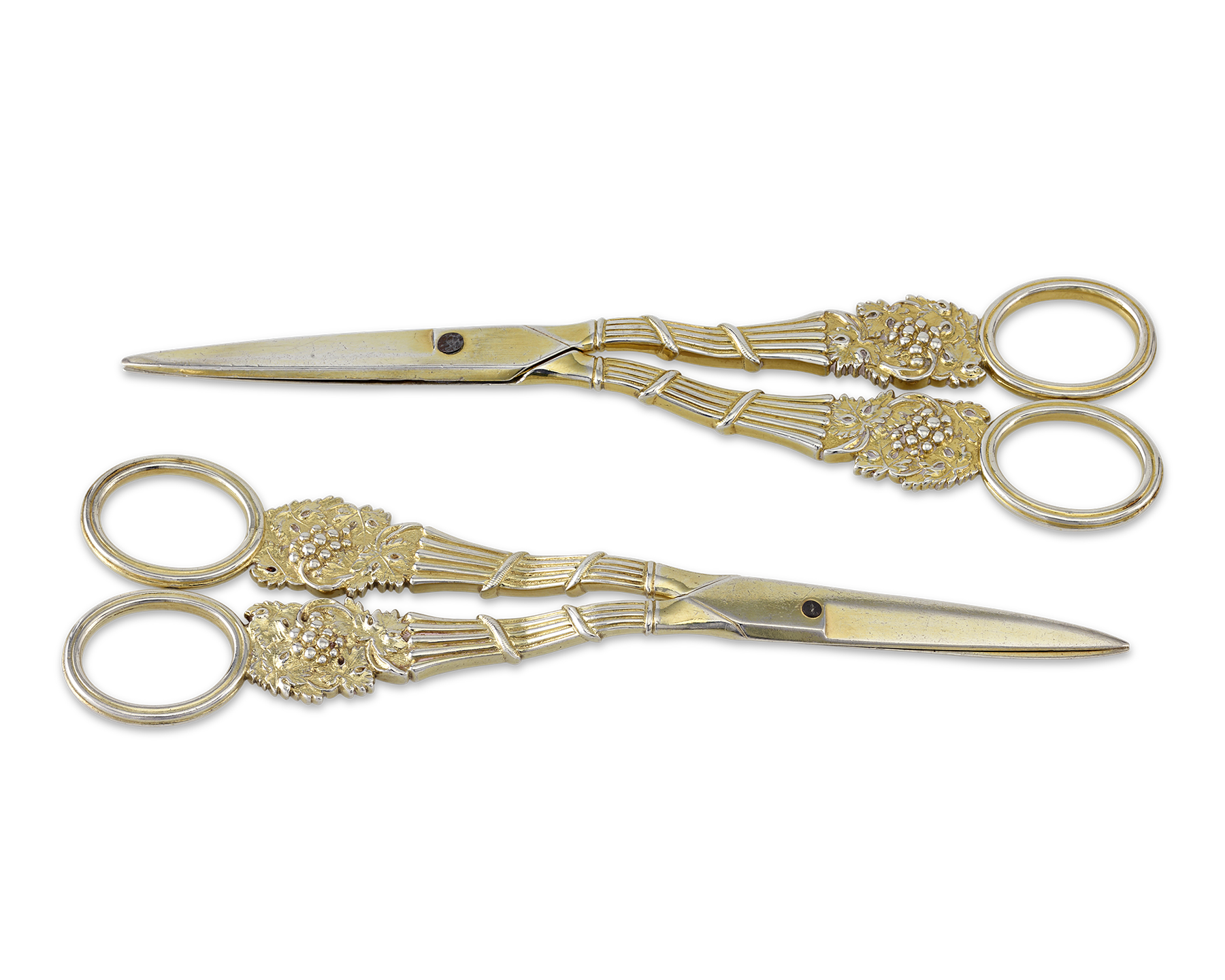 Two Pairs of Regency-Period Silver-Gilt Grape Shears