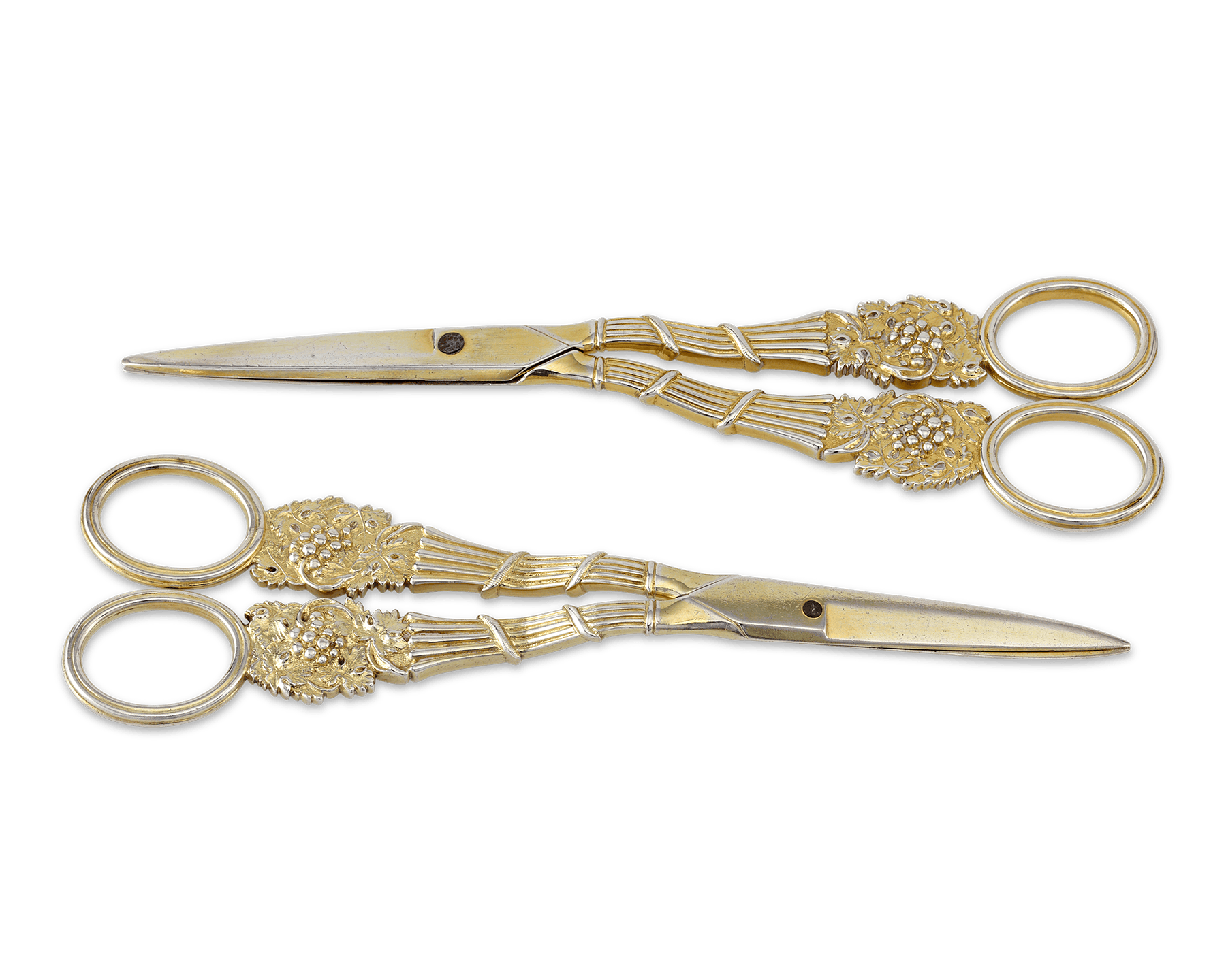 Two Pairs of Regency-Period Silver-Gilt Grape Shears