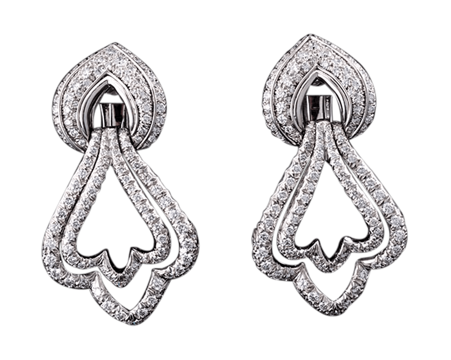 Henry Dunay Platinum and Diamond Dangle Earrings