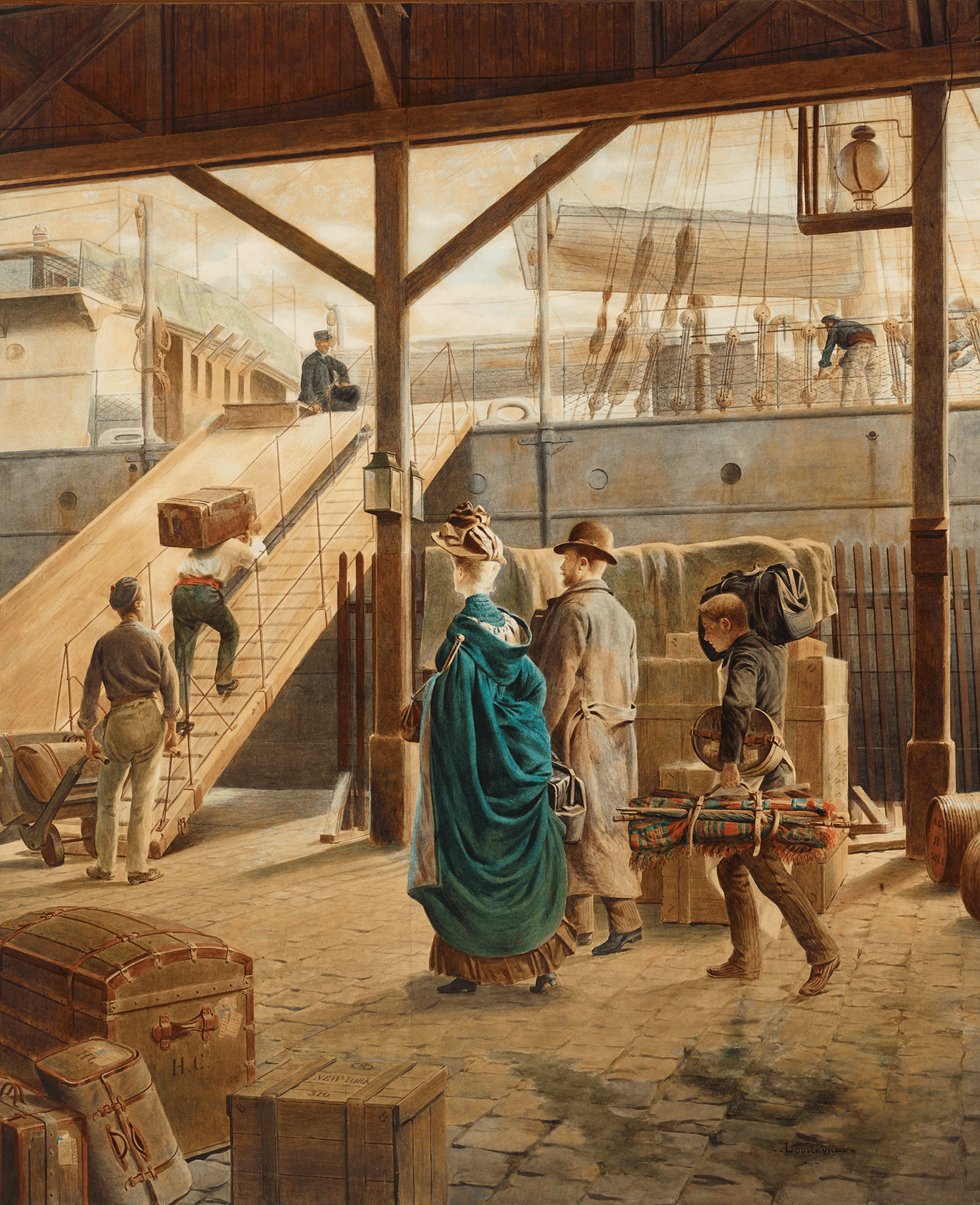 Boarding the Ship for New York by Auguste Loustaunau