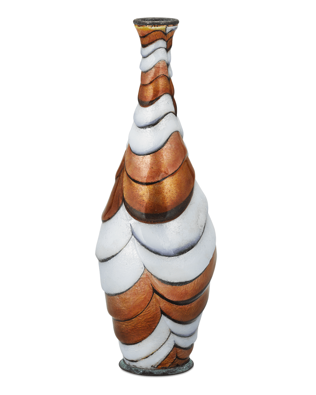 Copper Swirl Enamel Vase by Camille Fauré