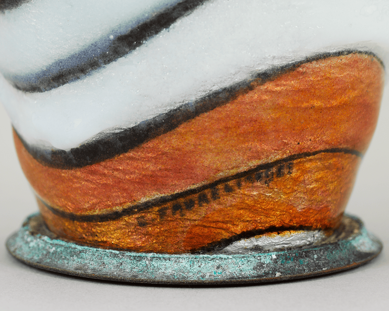 Copper Swirl Enamel Vase by Camille Fauré