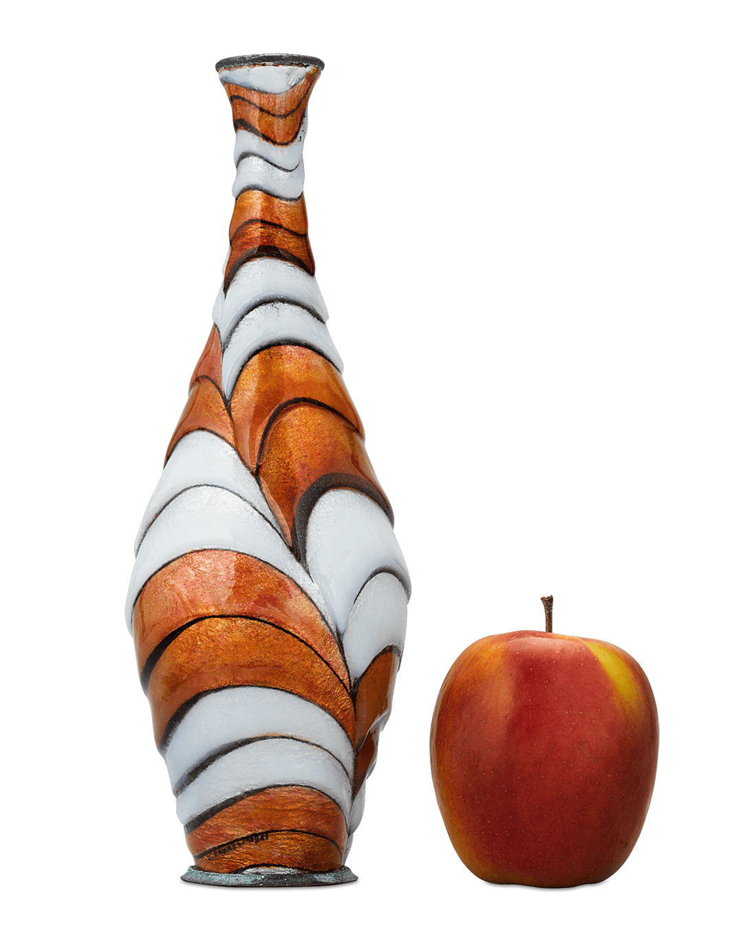 Copper Swirl Enamel Vase by Camille Fauré