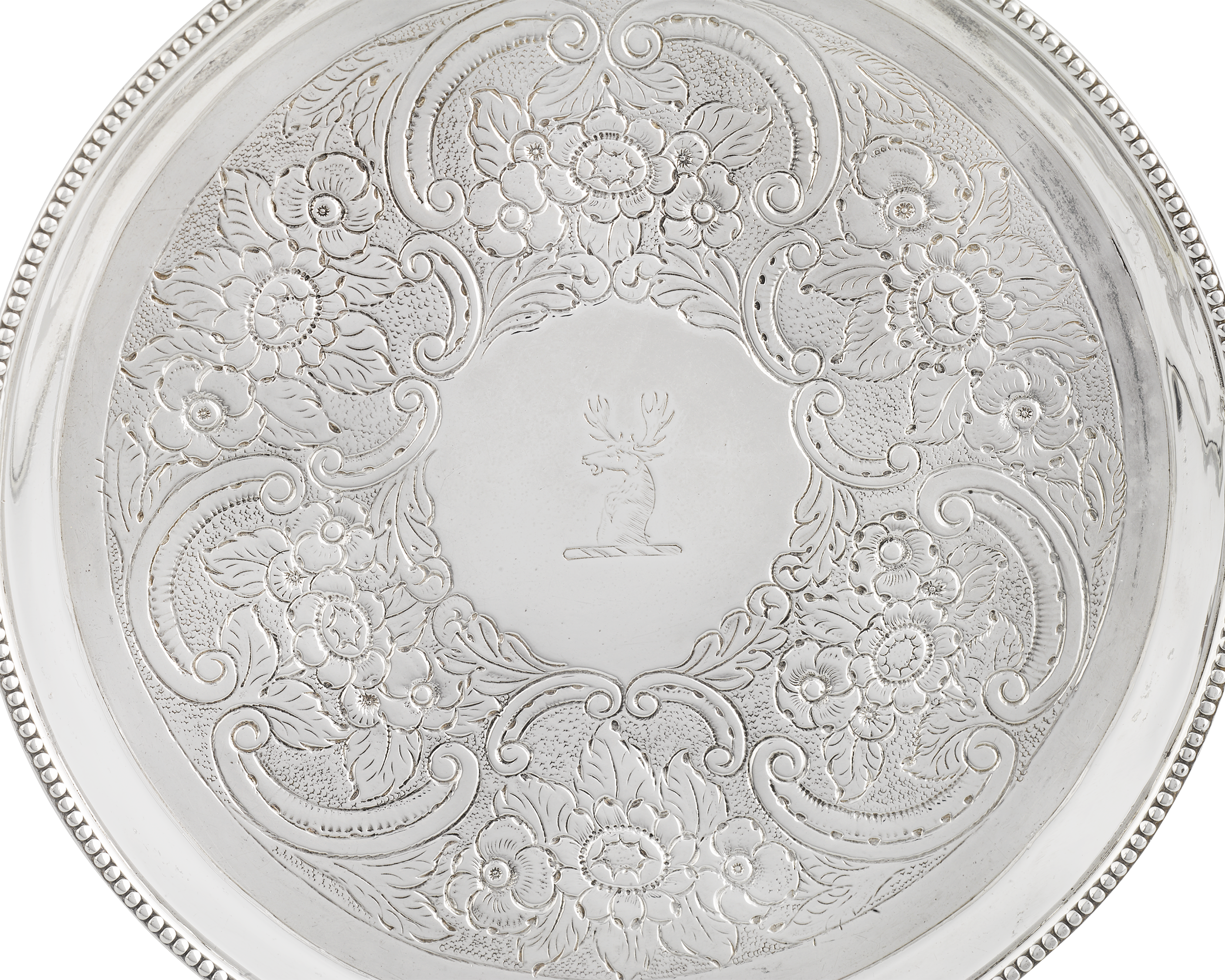 Engraved Stag Silver Salver