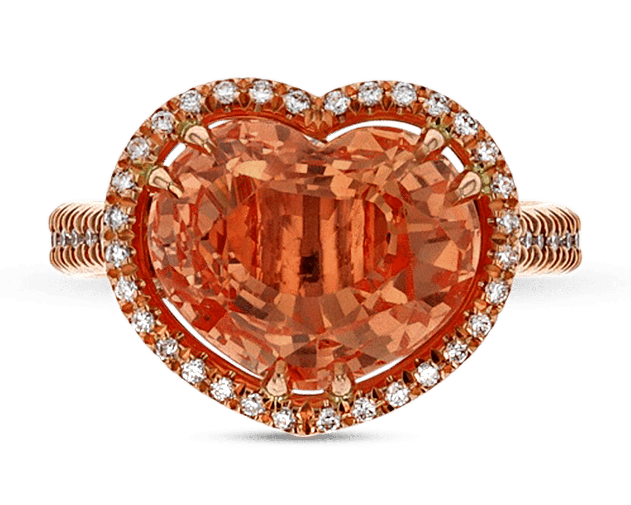 Heart-Shaped Padparadscha Sapphire Ring, 5.95 Carats