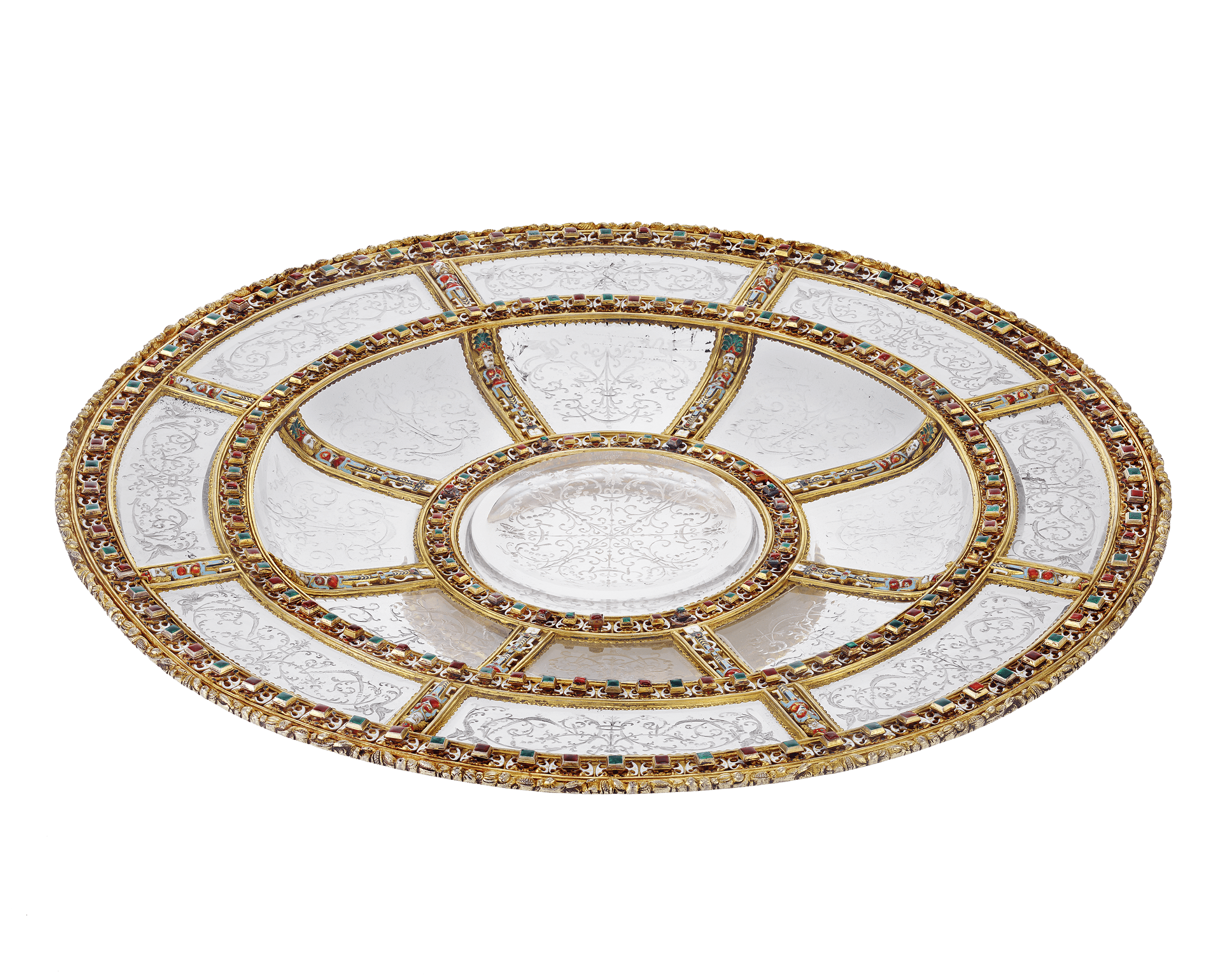 Viennese Silver Gilt Rock Crystal Charger