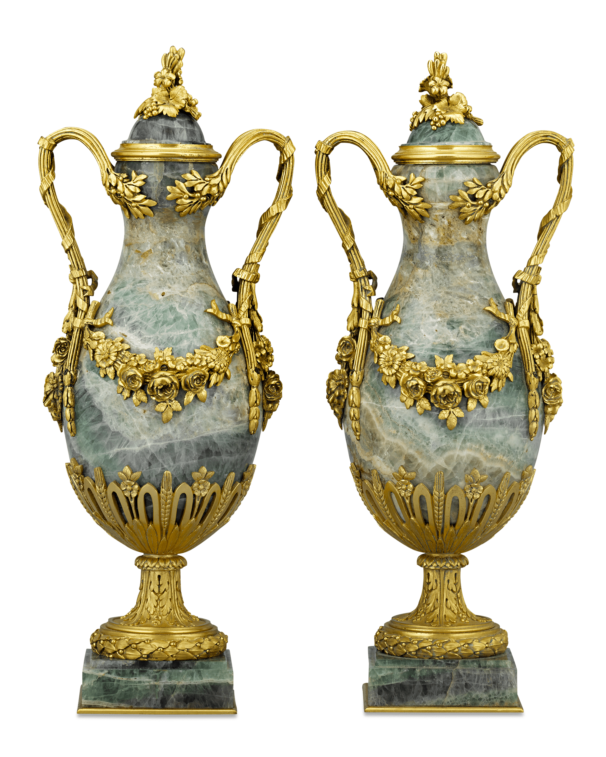 Pair of Ormolu-Mounted Fluorspar Vases