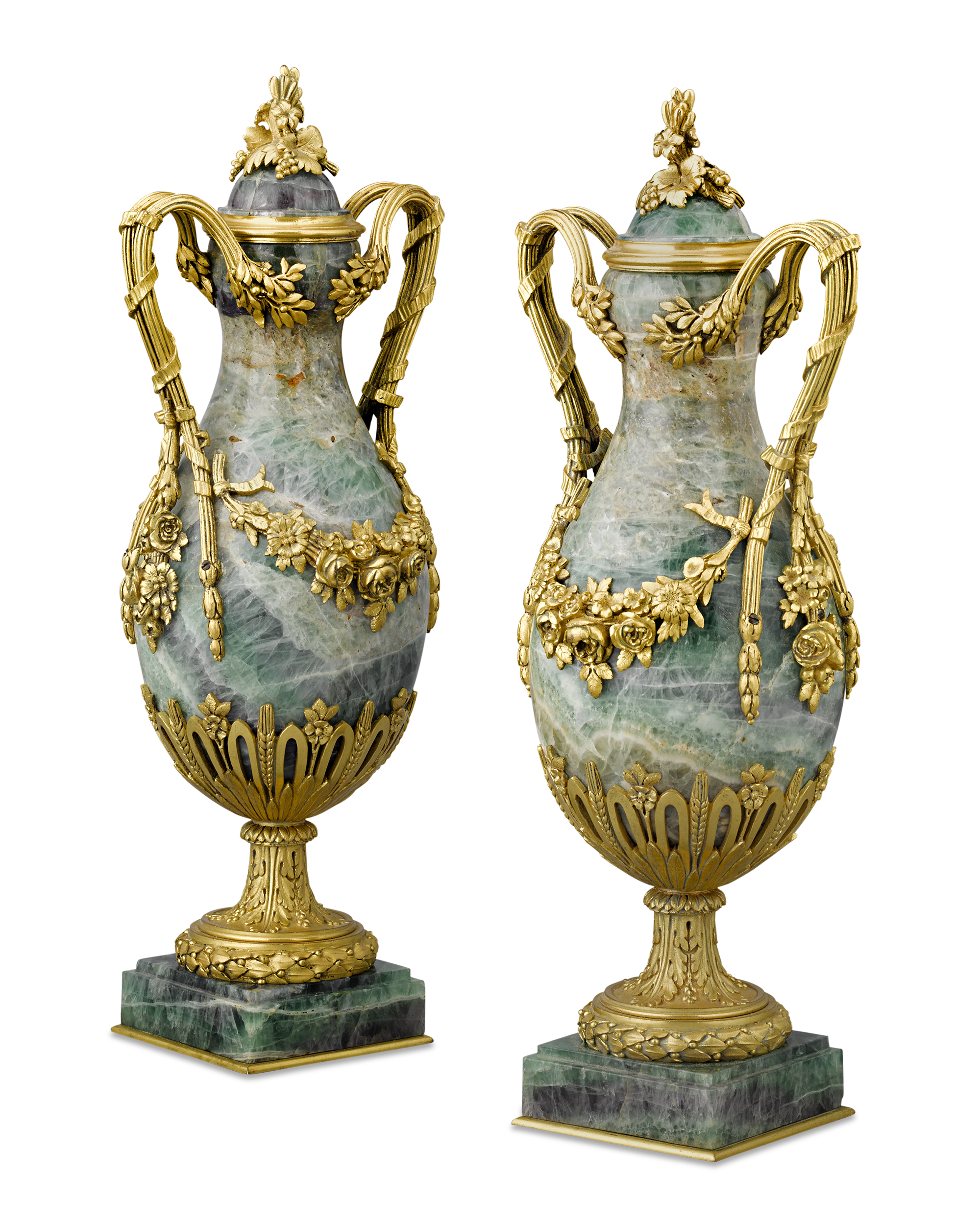 Pair of Ormolu-Mounted Fluorspar Vases