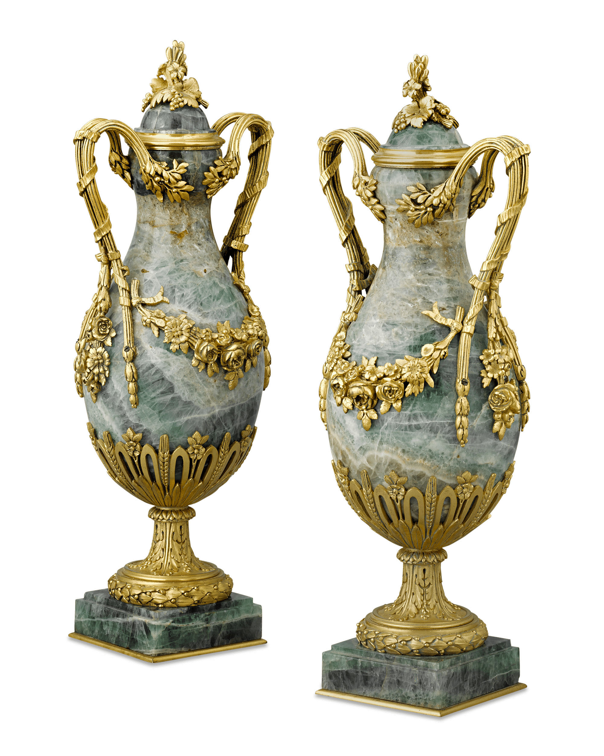 Pair of Ormolu-Mounted Fluorspar Vases