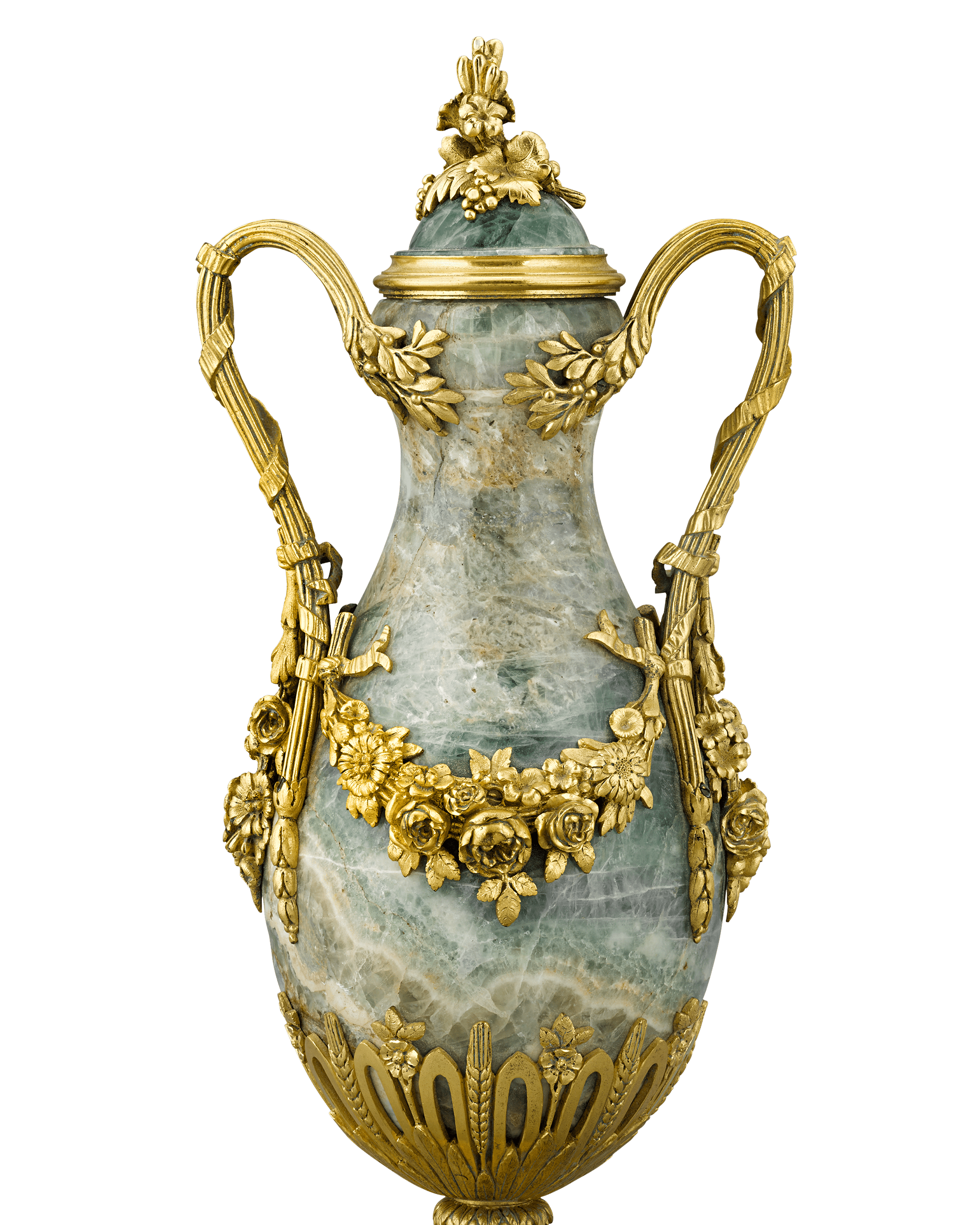 Pair of Ormolu-Mounted Fluorspar Vases
