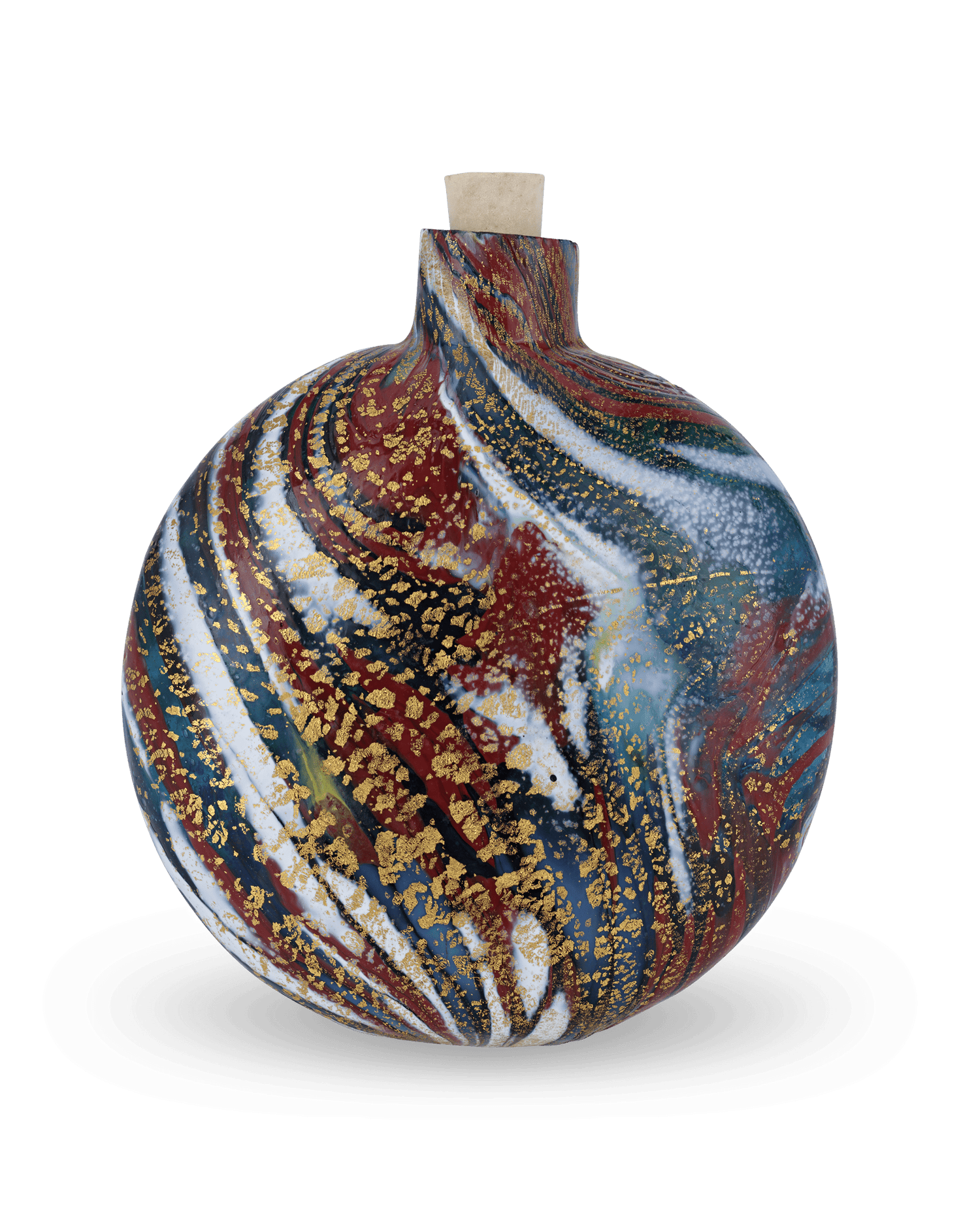 Round Marbled Venetian Glass Perfume Bottle