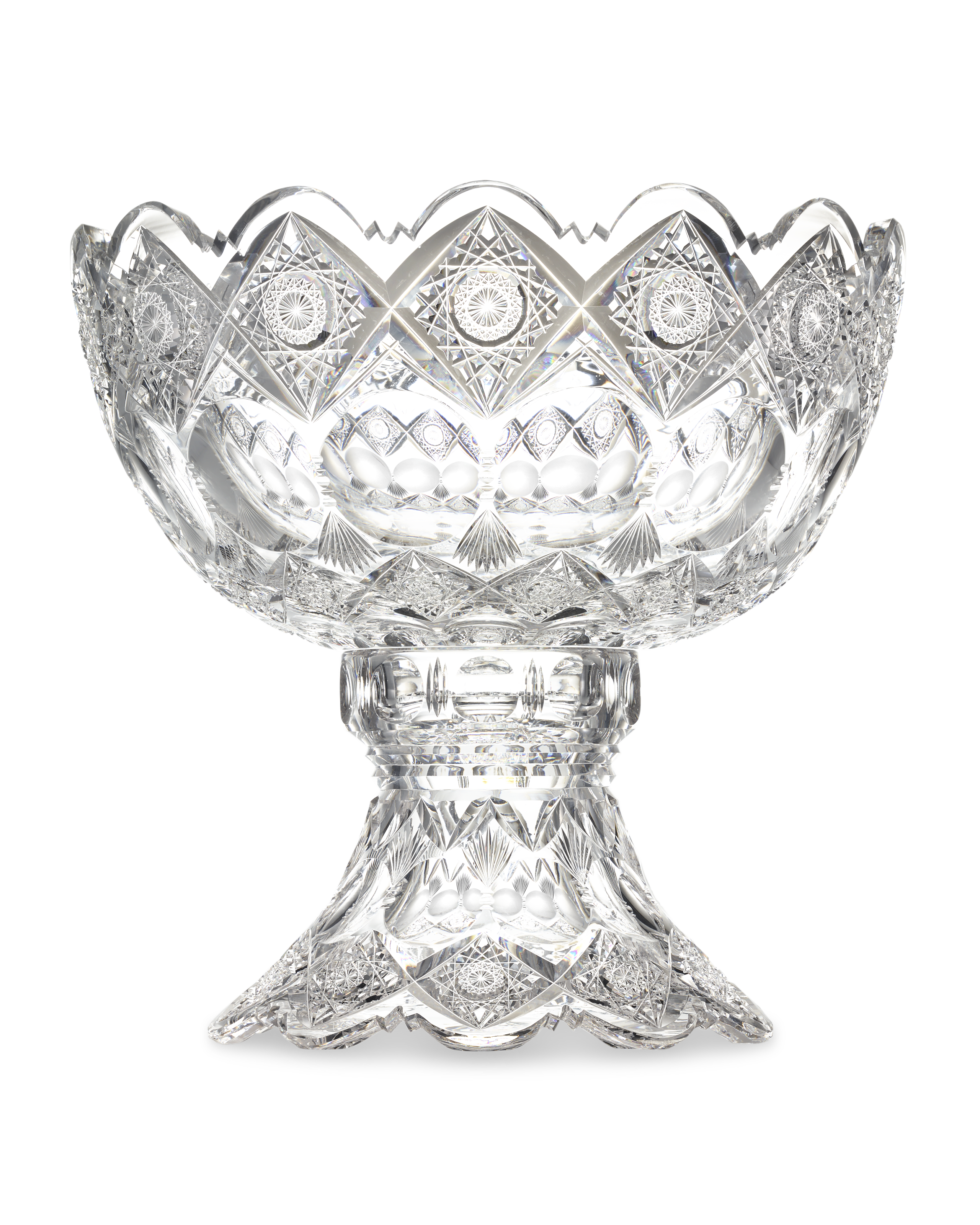 Kings Pattern Cut Glass Punch Bowl by Hawkes