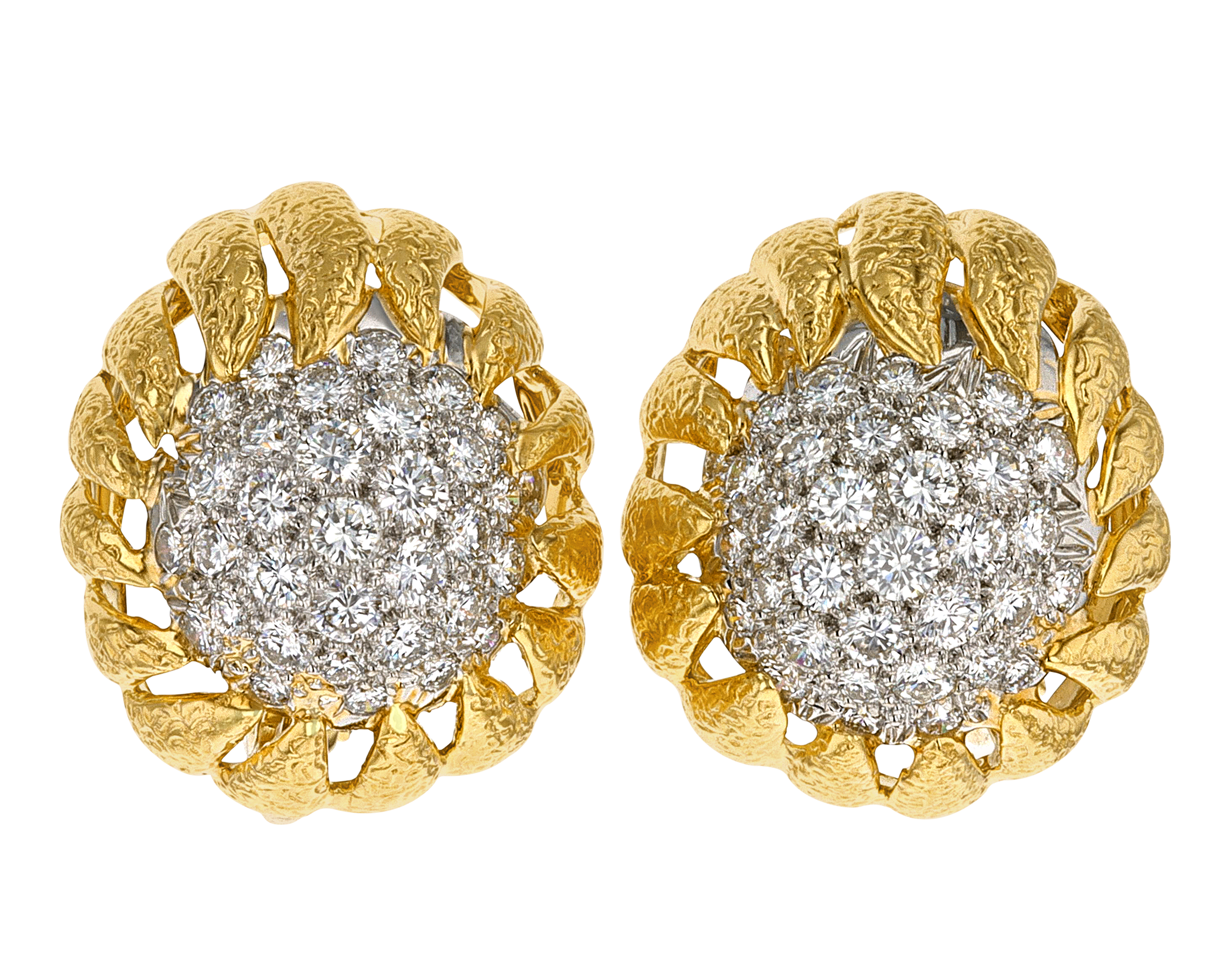 David Webb Pavé Diamond Earrings, 5.50 Carats