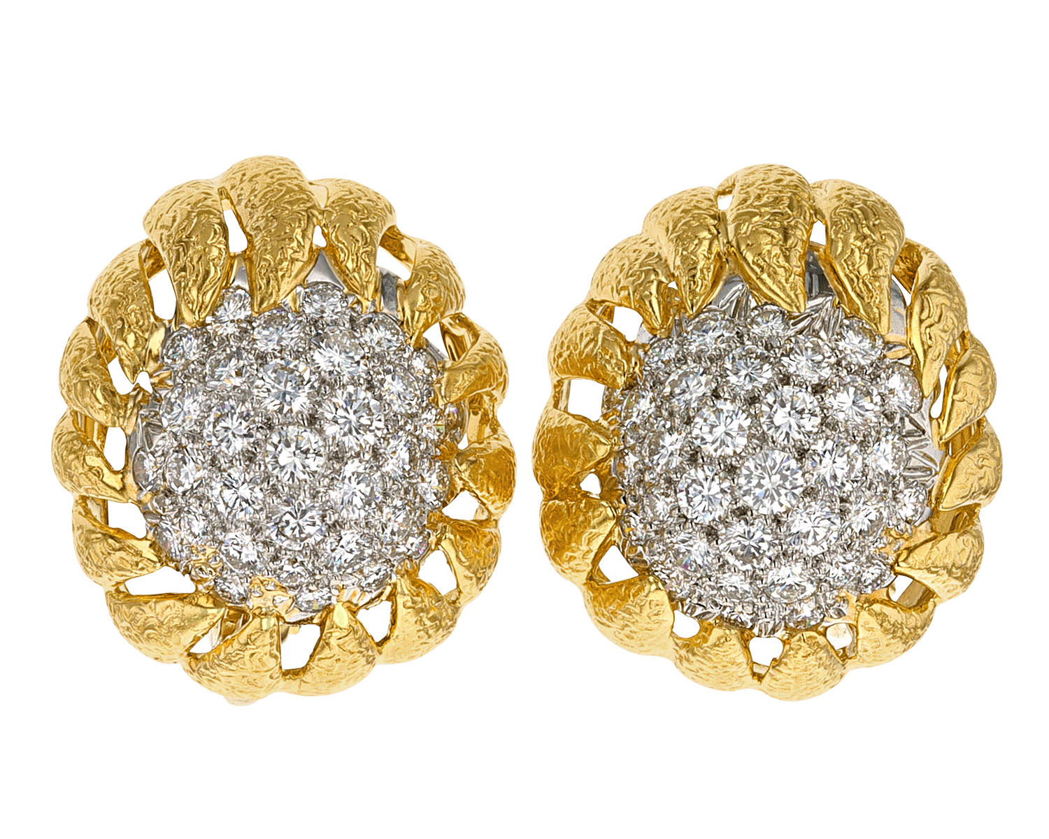 David Webb Pavé Diamond Earrings, 5.50 Carats