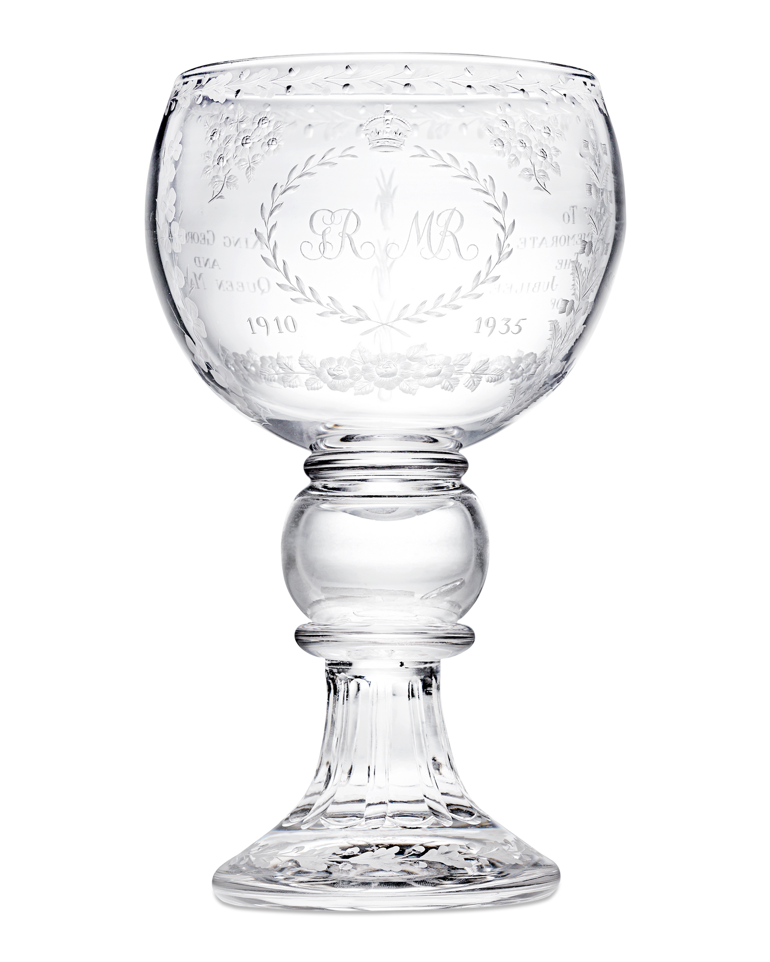 Silver Jubilee Commemorative Glass Goblet