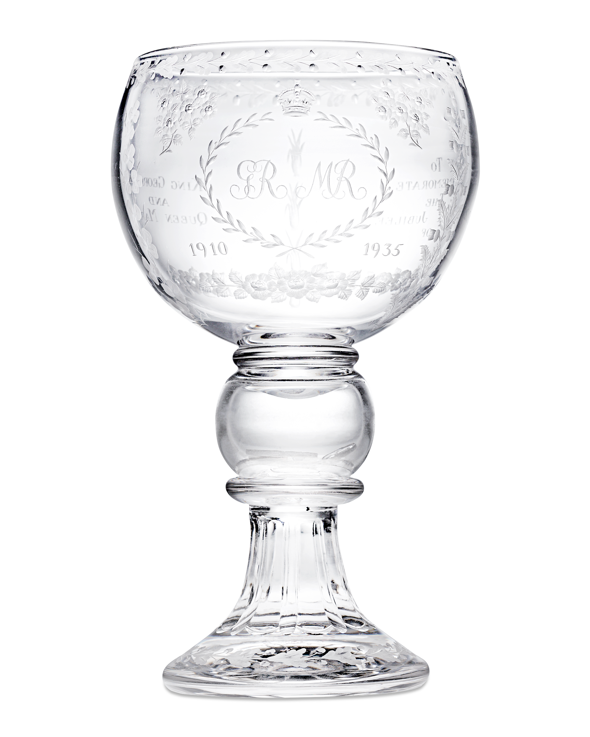 Silver Jubilee Commemorative Glass Goblet