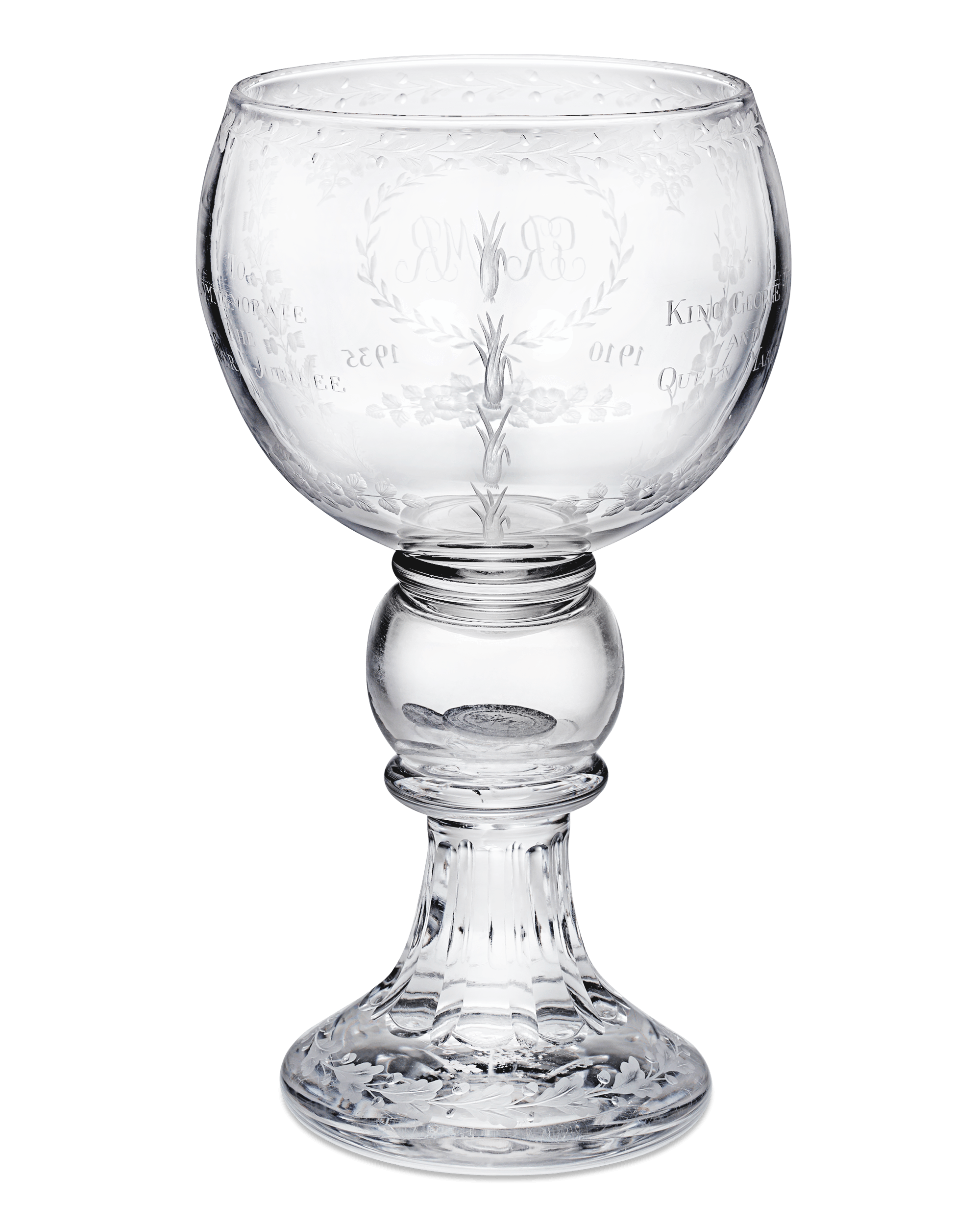 Silver Jubilee Commemorative Glass Goblet