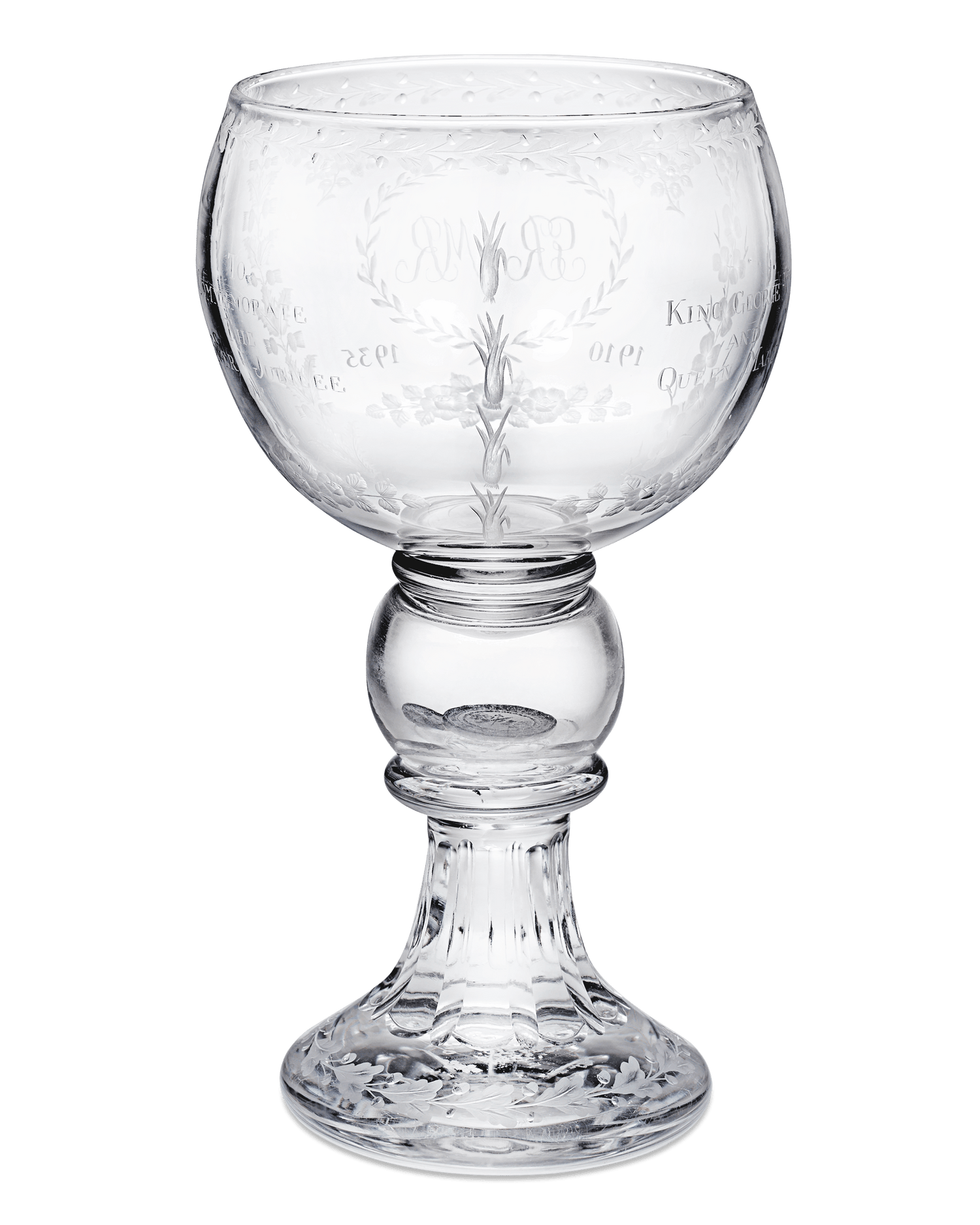 Silver Jubilee Commemorative Glass Goblet