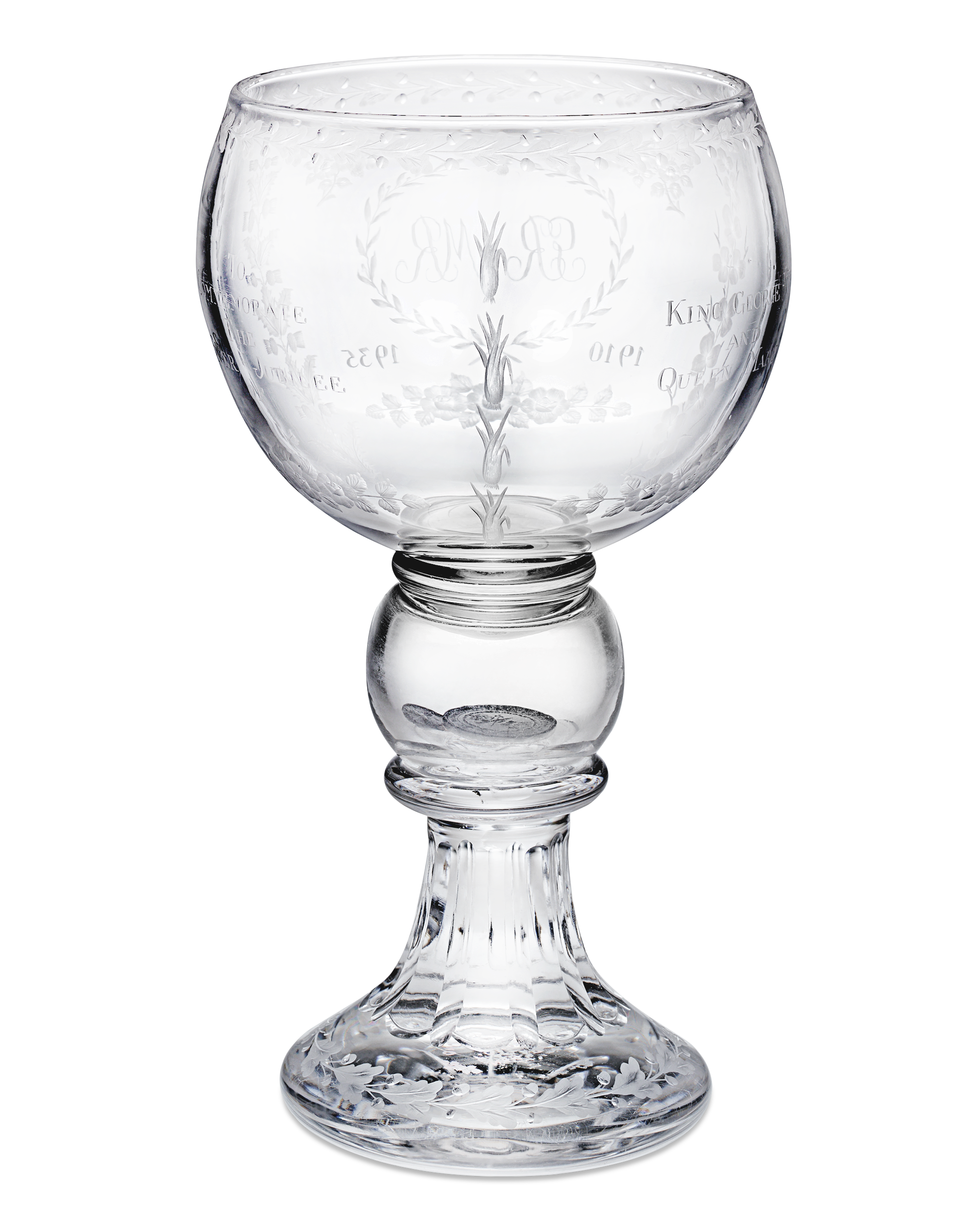 Silver Jubilee Commemorative Glass Goblet