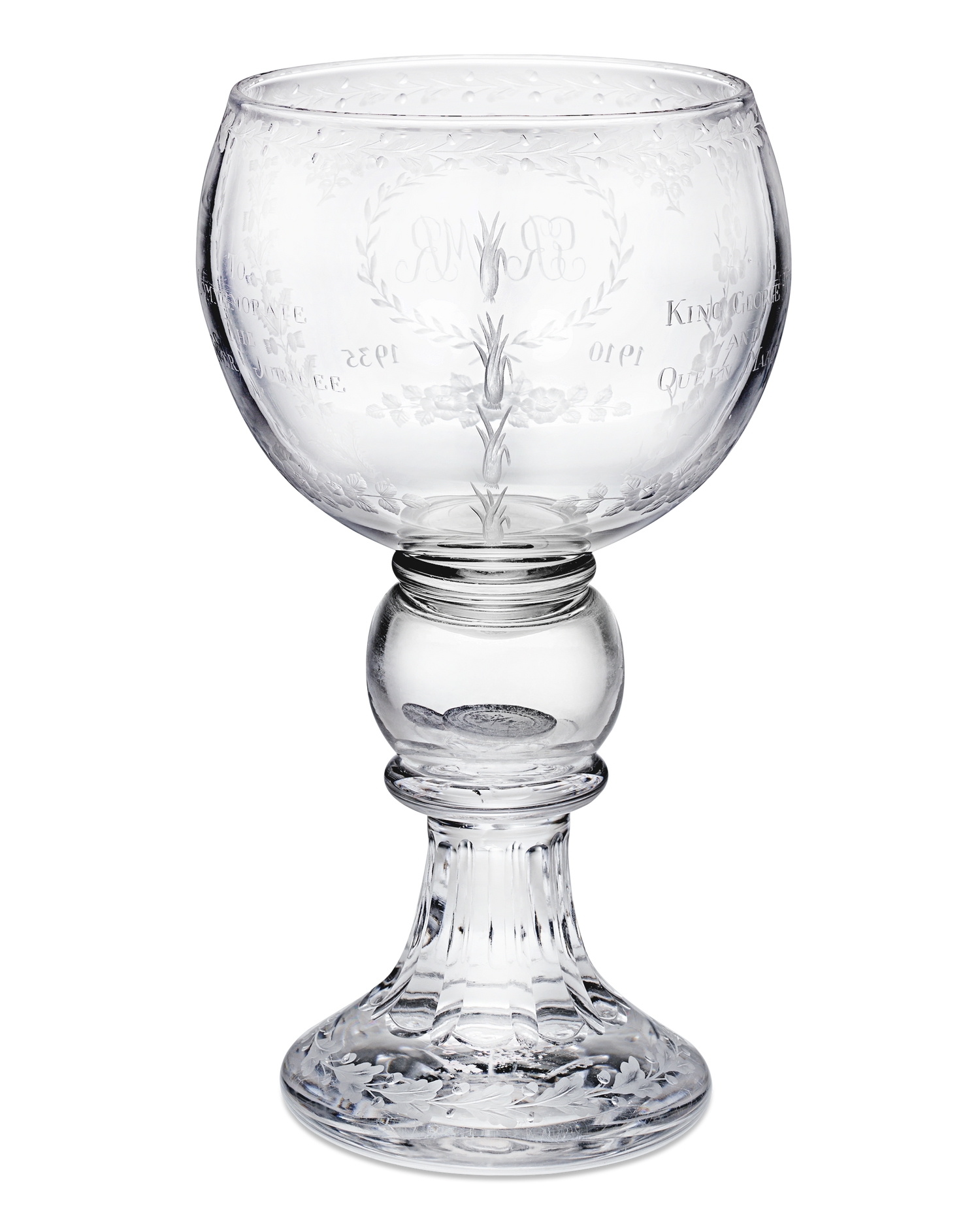 Silver Jubilee Commemorative Glass Goblet