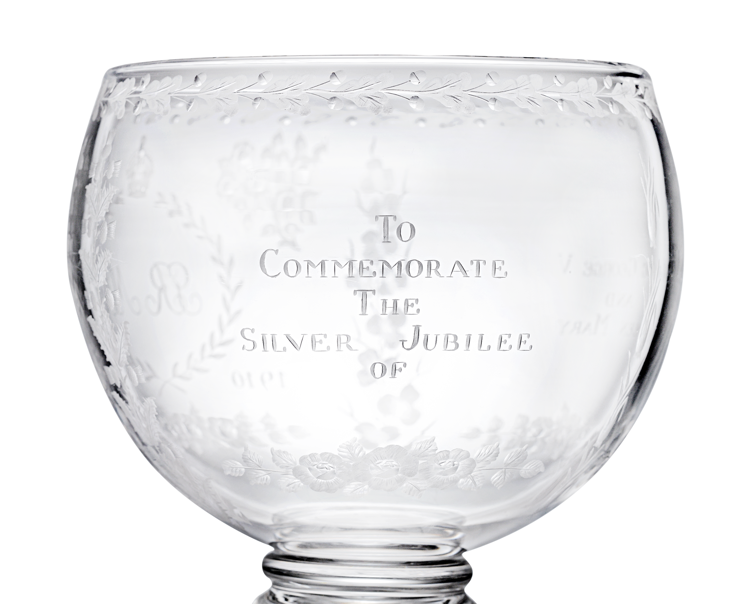 Silver Jubilee Commemorative Glass Goblet