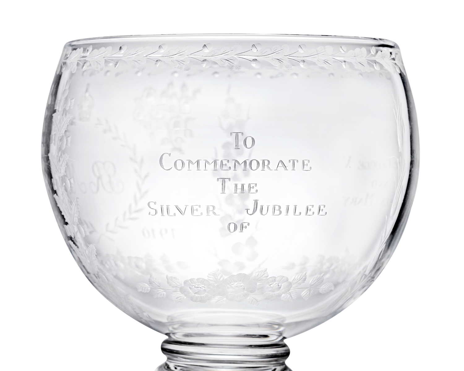 Silver Jubilee Commemorative Glass Goblet