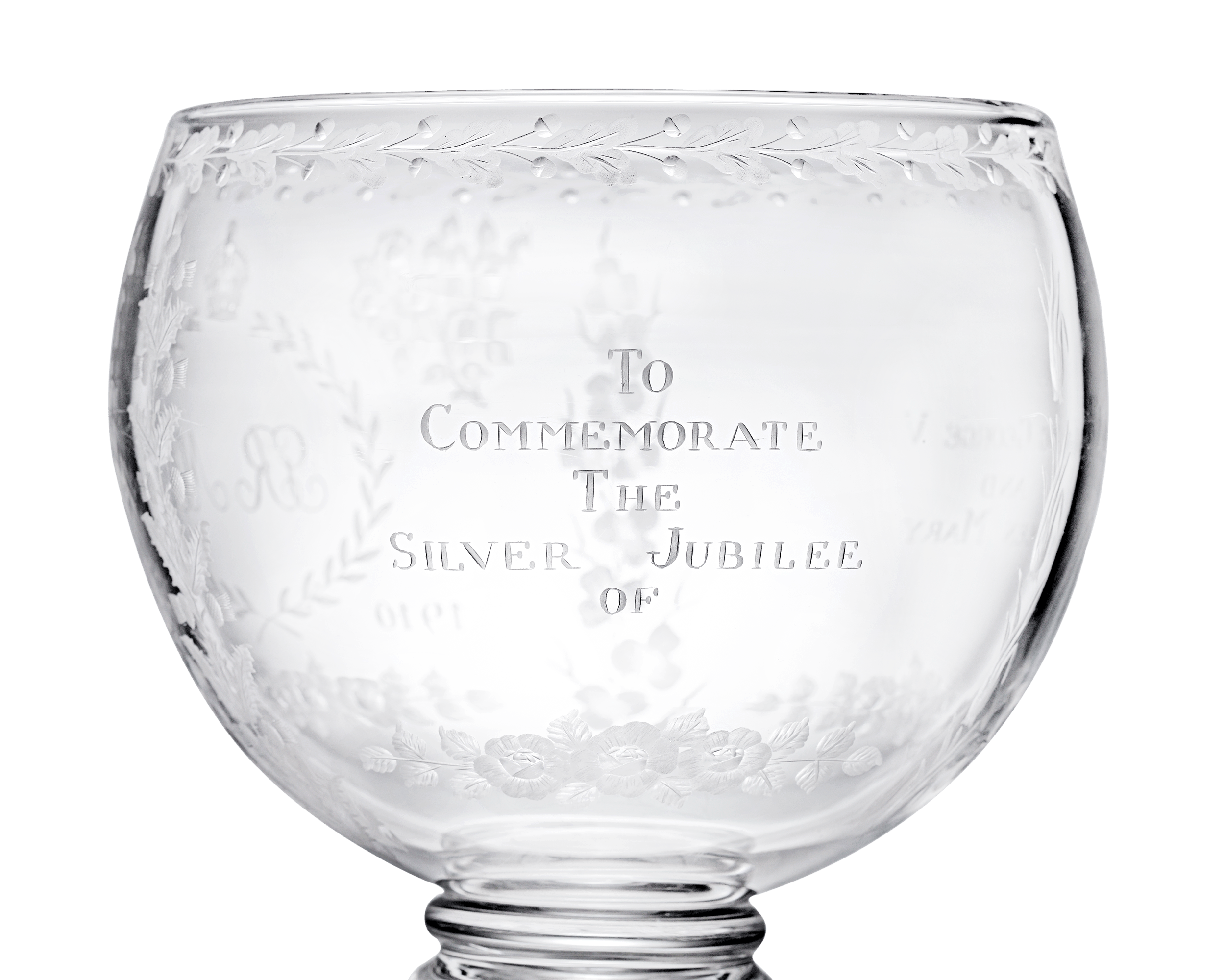 Silver Jubilee Commemorative Glass Goblet