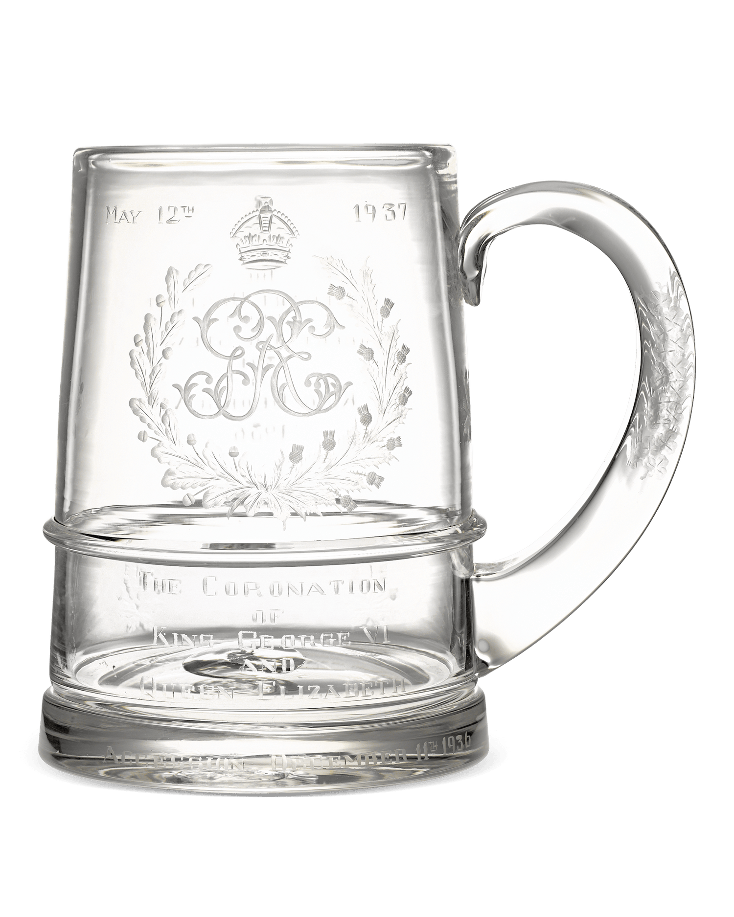 Coronation of King George VI and Queen Elizabeth Glass Tankard