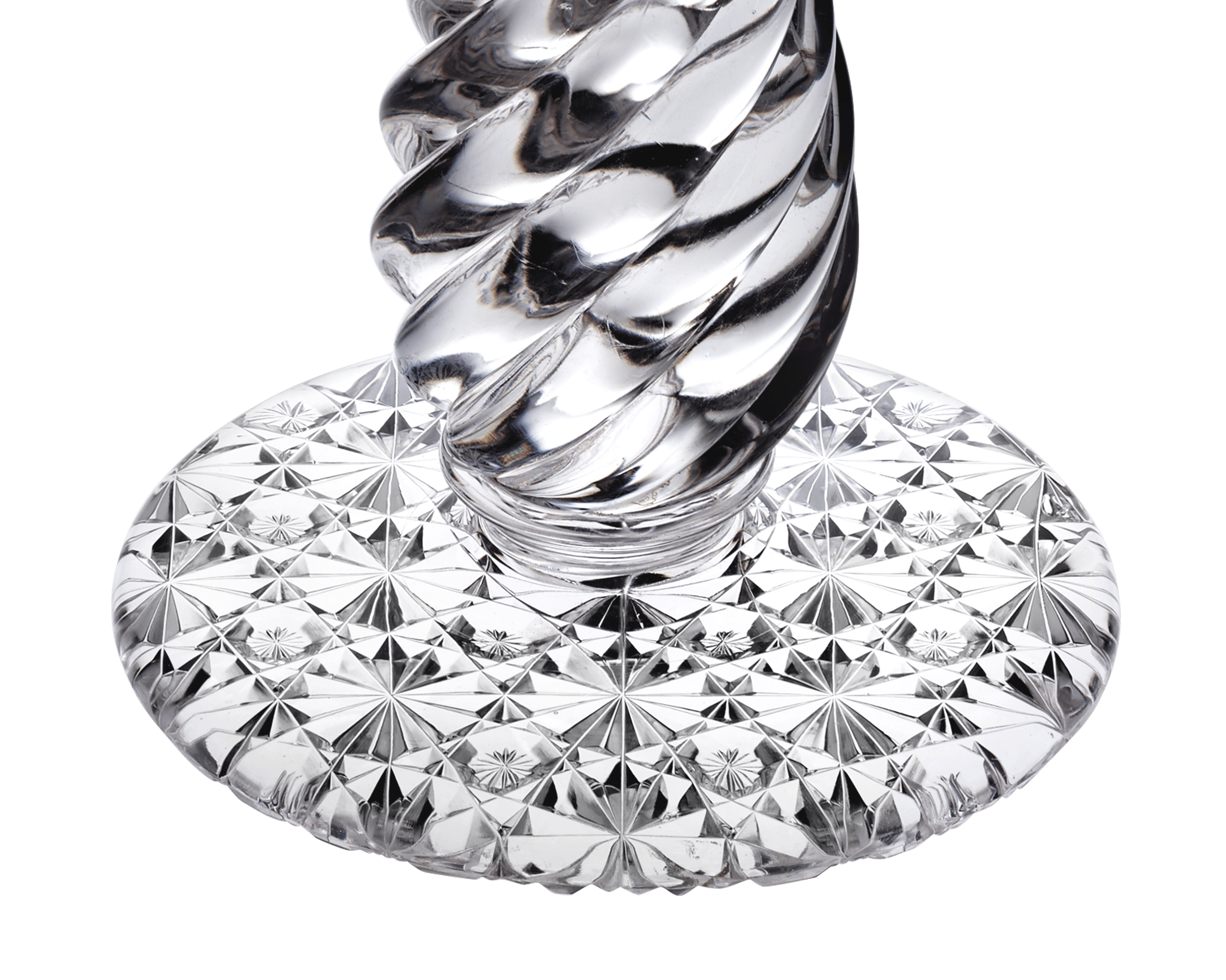 Russian and Swirl Pattern Cut Glass Candlesticks