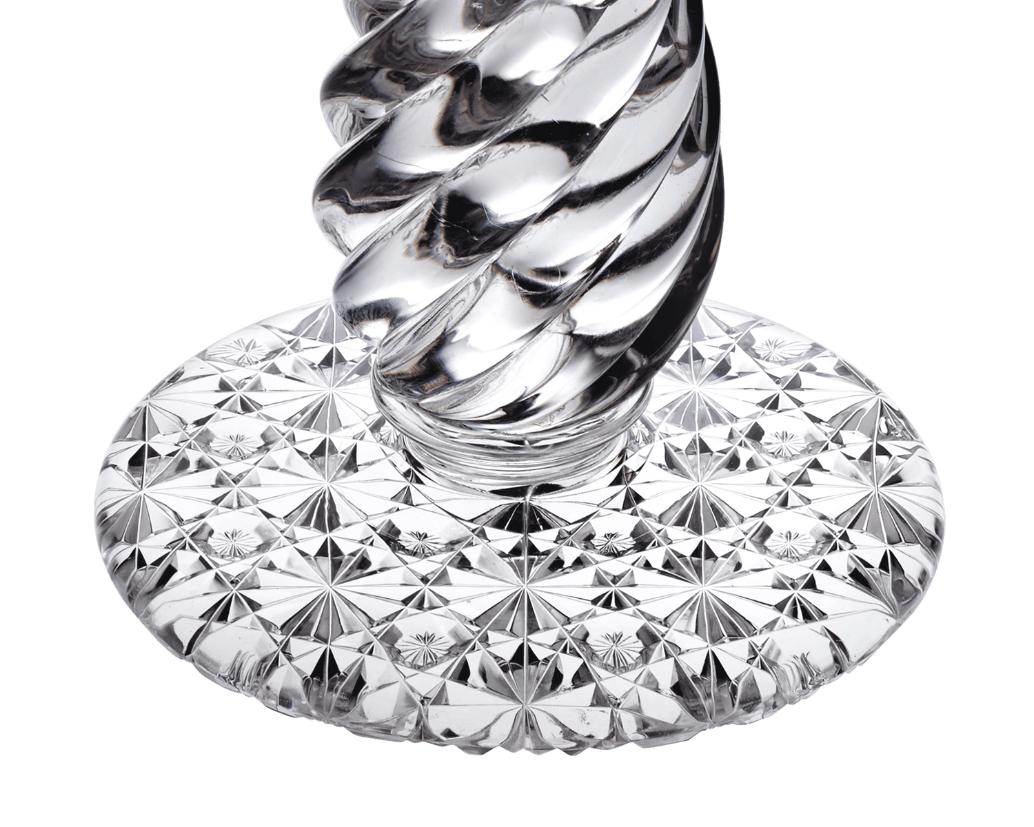 Russian and Swirl Pattern Cut Glass Candlesticks