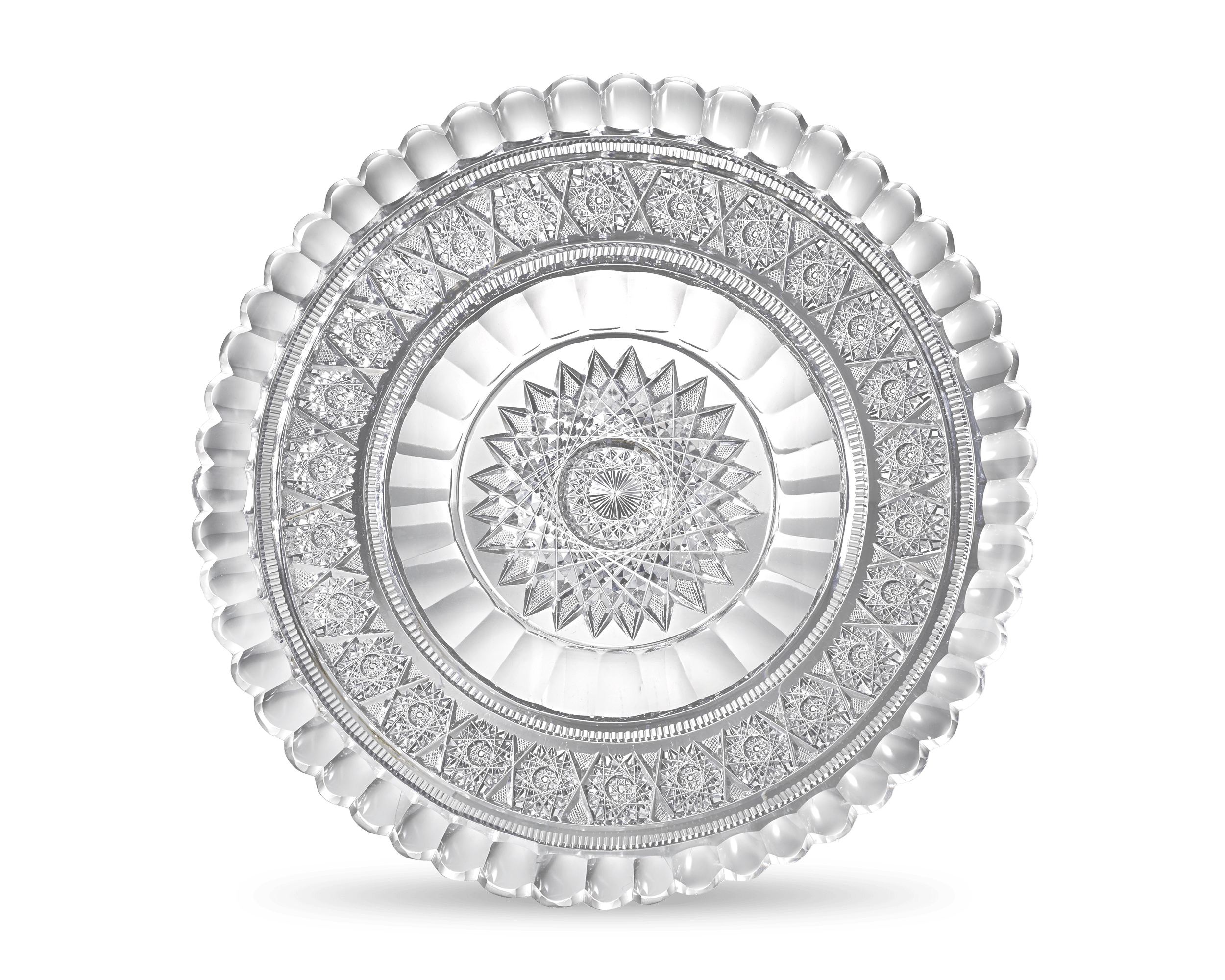 Aberdeen Pattern Cut Glass Cake Plate by Jewel Cut Glass Co.