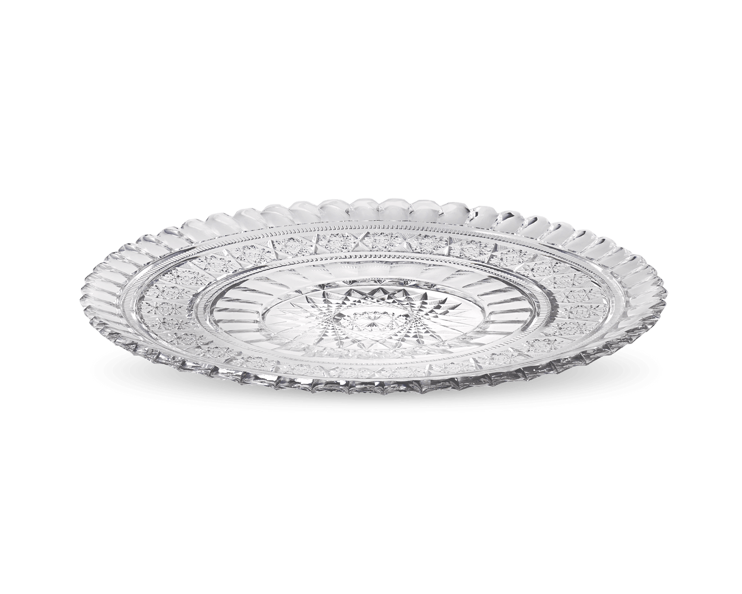 Aberdeen Pattern Cut Glass Cake Plate by Jewel Cut Glass Co.