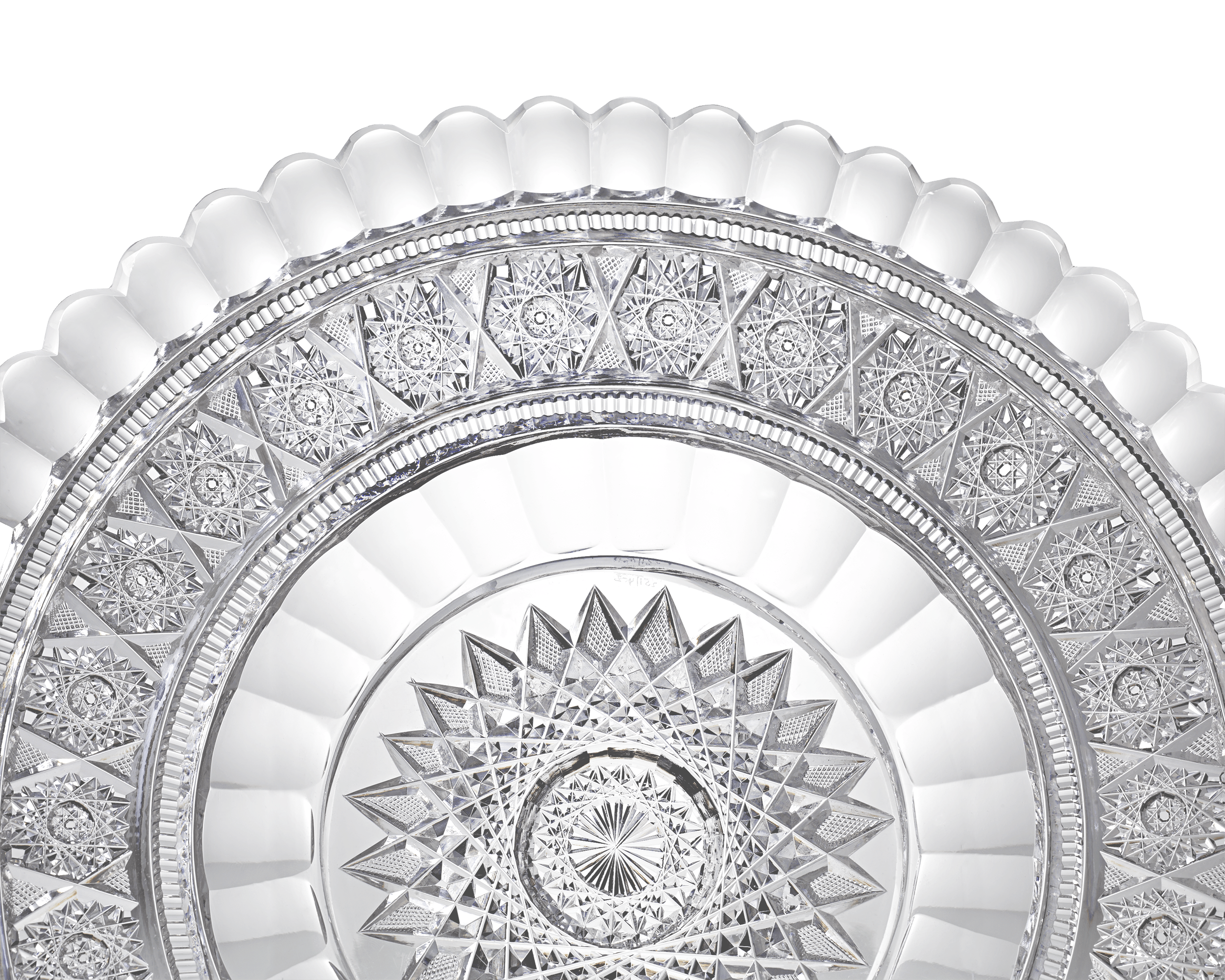 Aberdeen Pattern Cut Glass Cake Plate by Jewel Cut Glass Co.