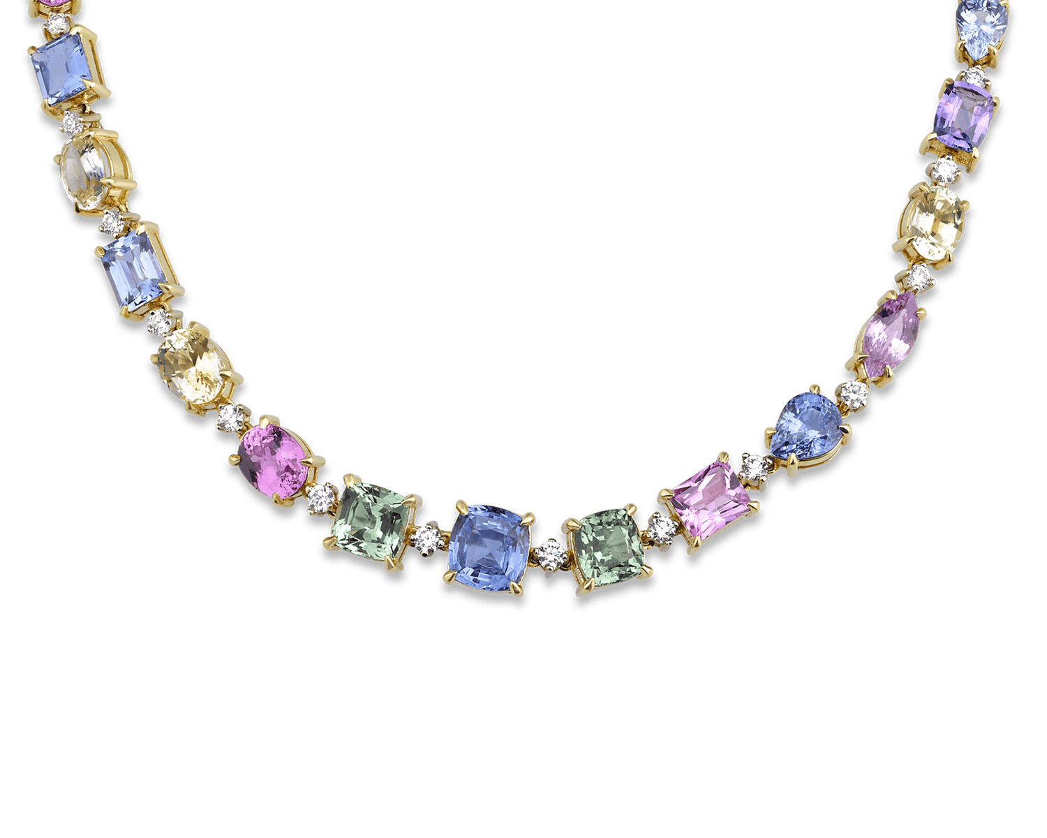 Fancy Colored Sapphire Necklace, 57.39 Carats