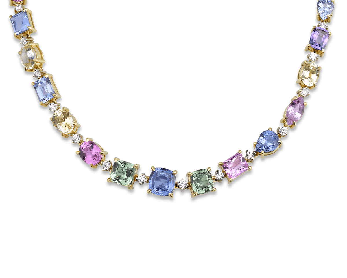 Fancy Colored Sapphire Necklace, 57.39 Carats