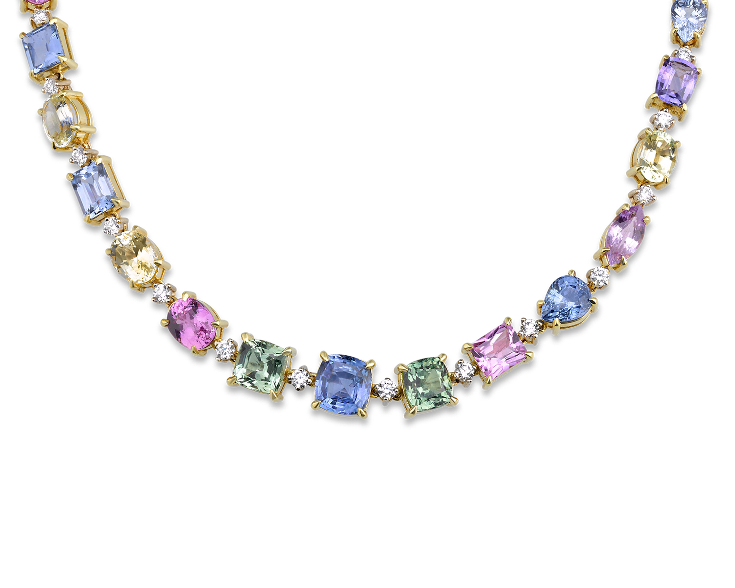 Fancy Colored Sapphire Necklace, 57.39 Carats