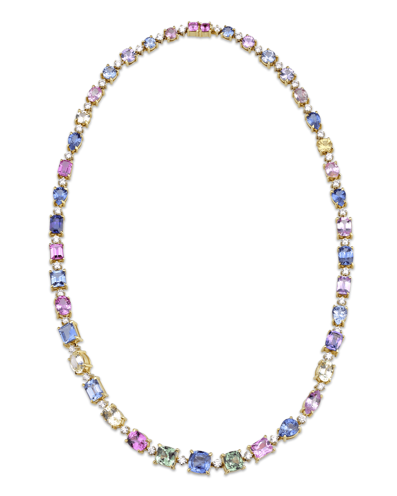 Fancy Colored Sapphire Necklace, 57.39 Carats