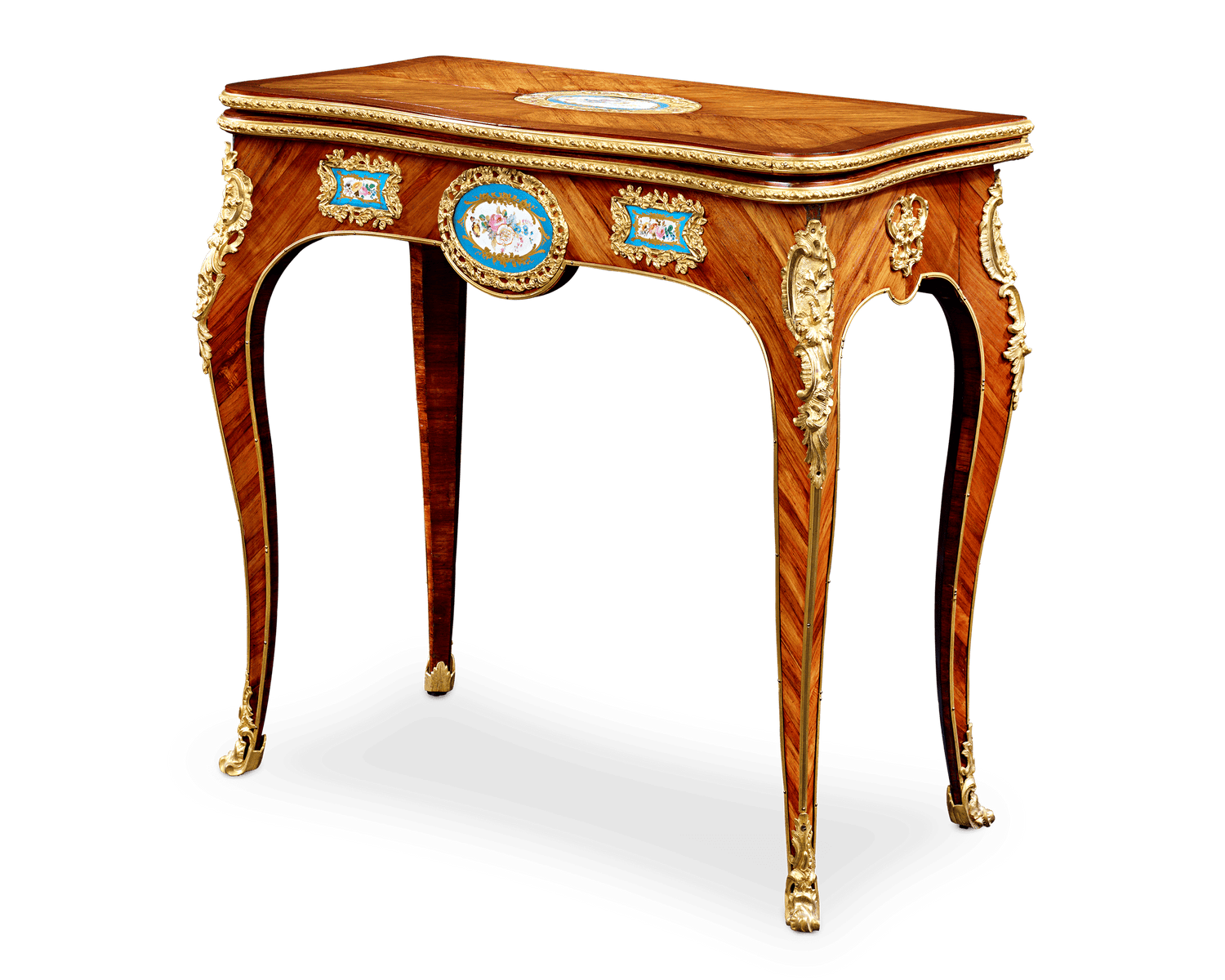 Louis XVI-Style Porcelain-Mounted Card Table